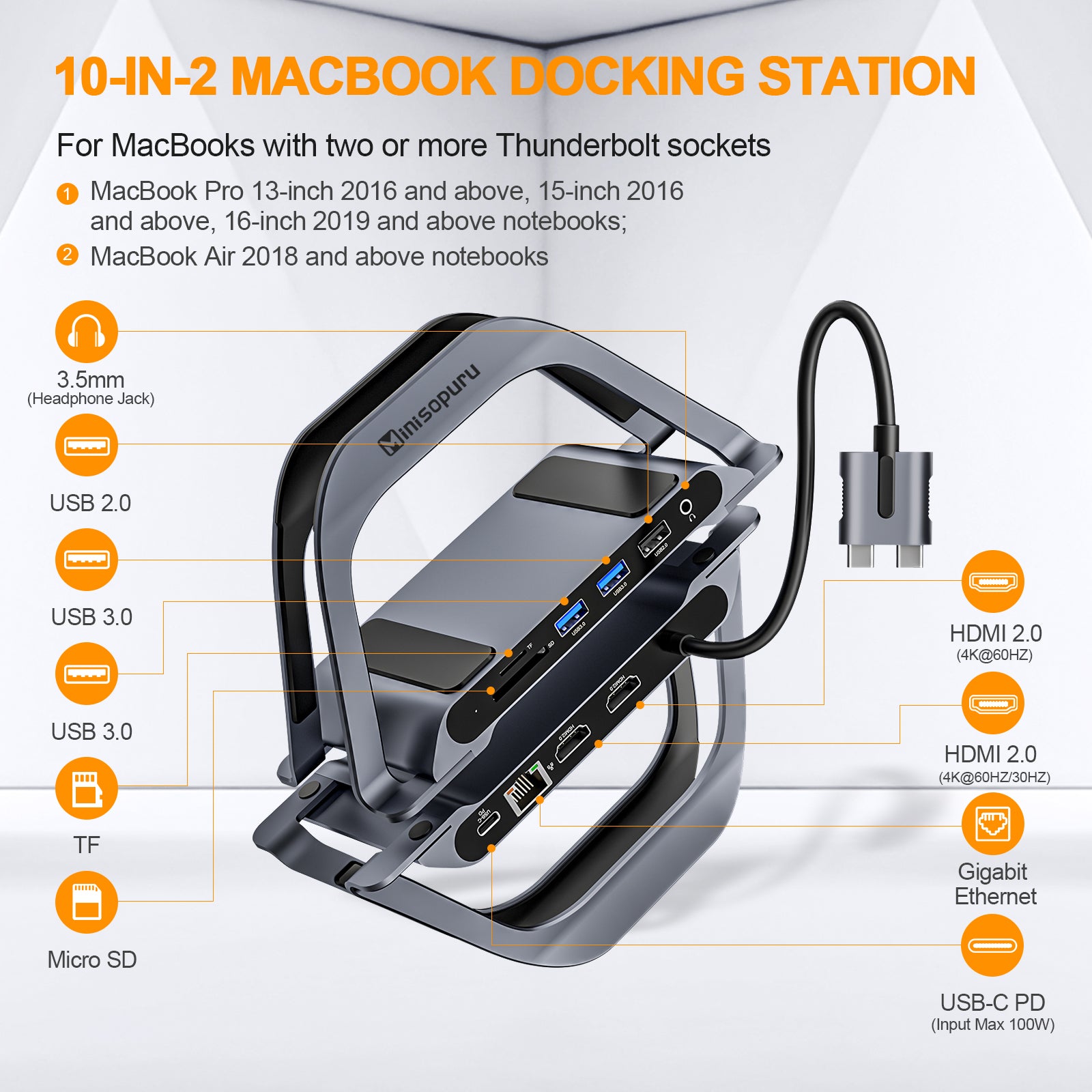 💞Multi-expansion Vertical stand Laptop docking station