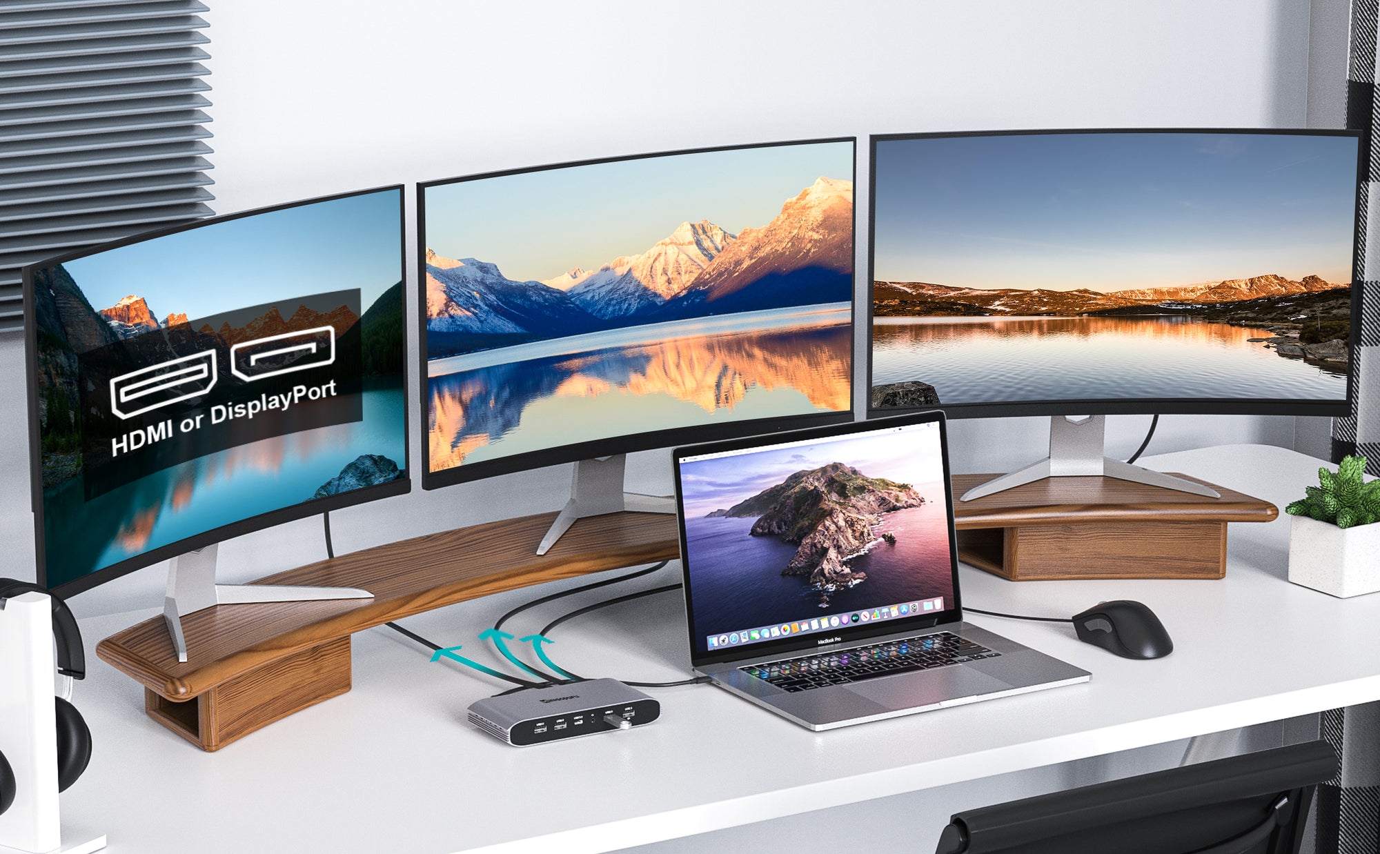 Can I adjust the brightness of a monitor connected to a DisplayLink dock through the Windows Display Settings application?
