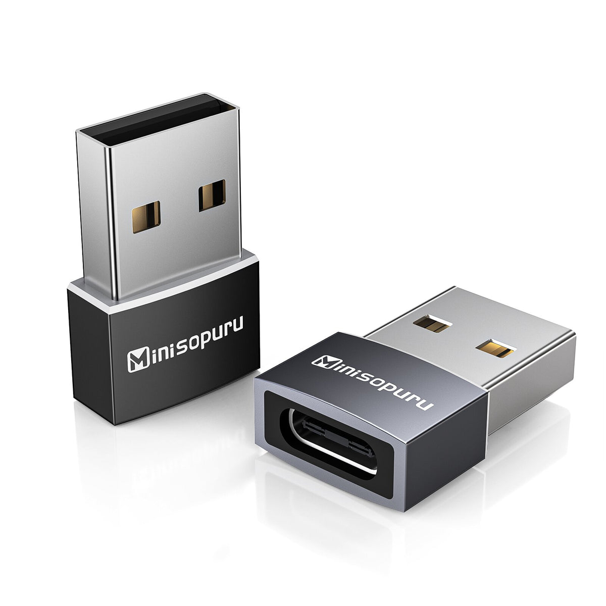 Minisopuru USB to USB C Adapter 2pcs Type C Female to Male Charger Converter