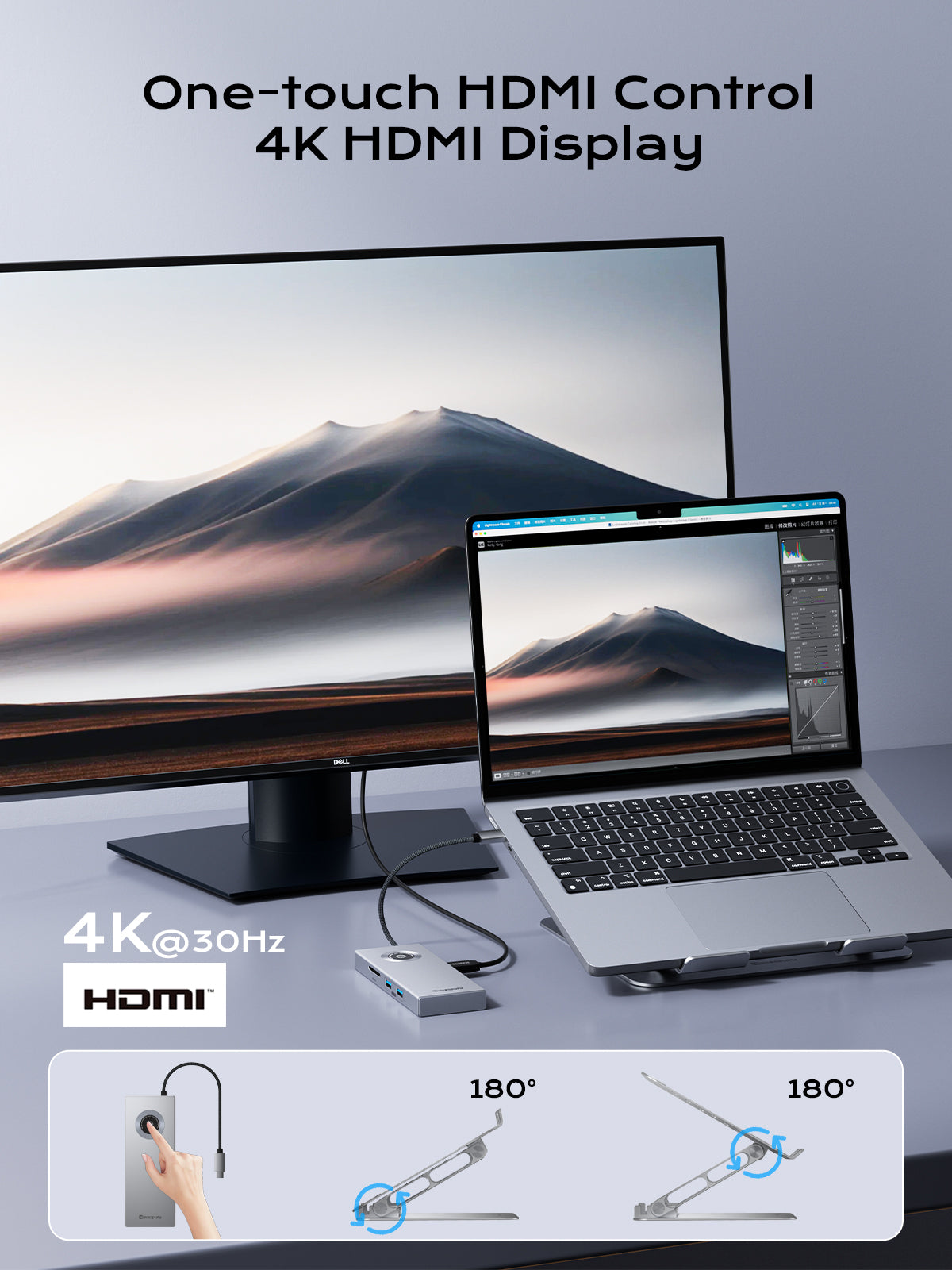 Minisopuru 2-in-1 Laptop Stand with USB-C Hub Workstation | MD801M