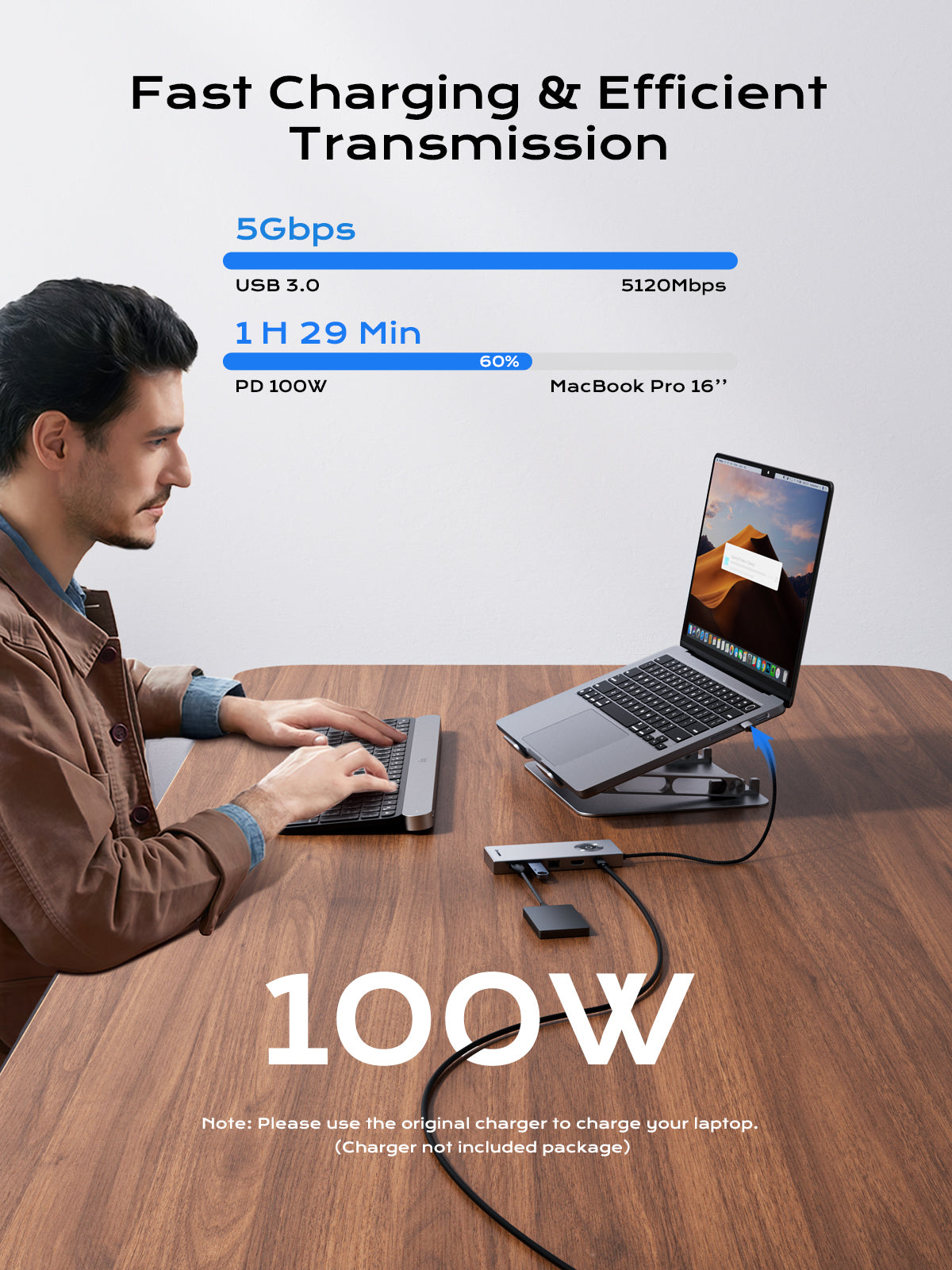 Minisopuru 2-in-1 Laptop Stand with USB-C Hub Workstation | MD801M