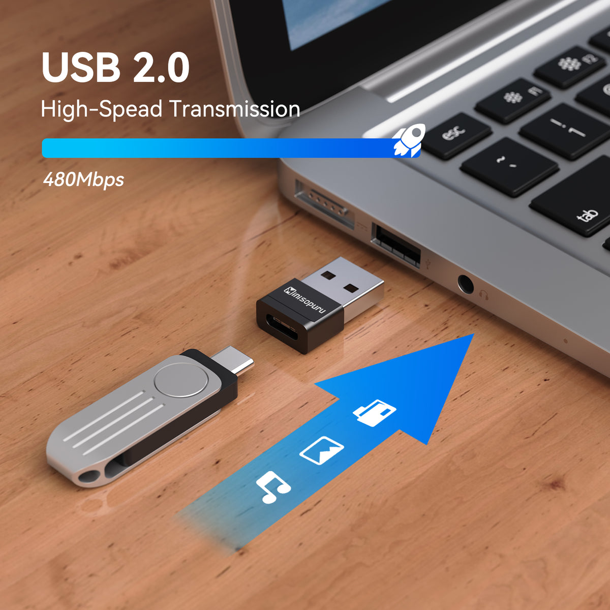 Minisopuru USB to USB C Adapter to Male Charger Converter|MAC802