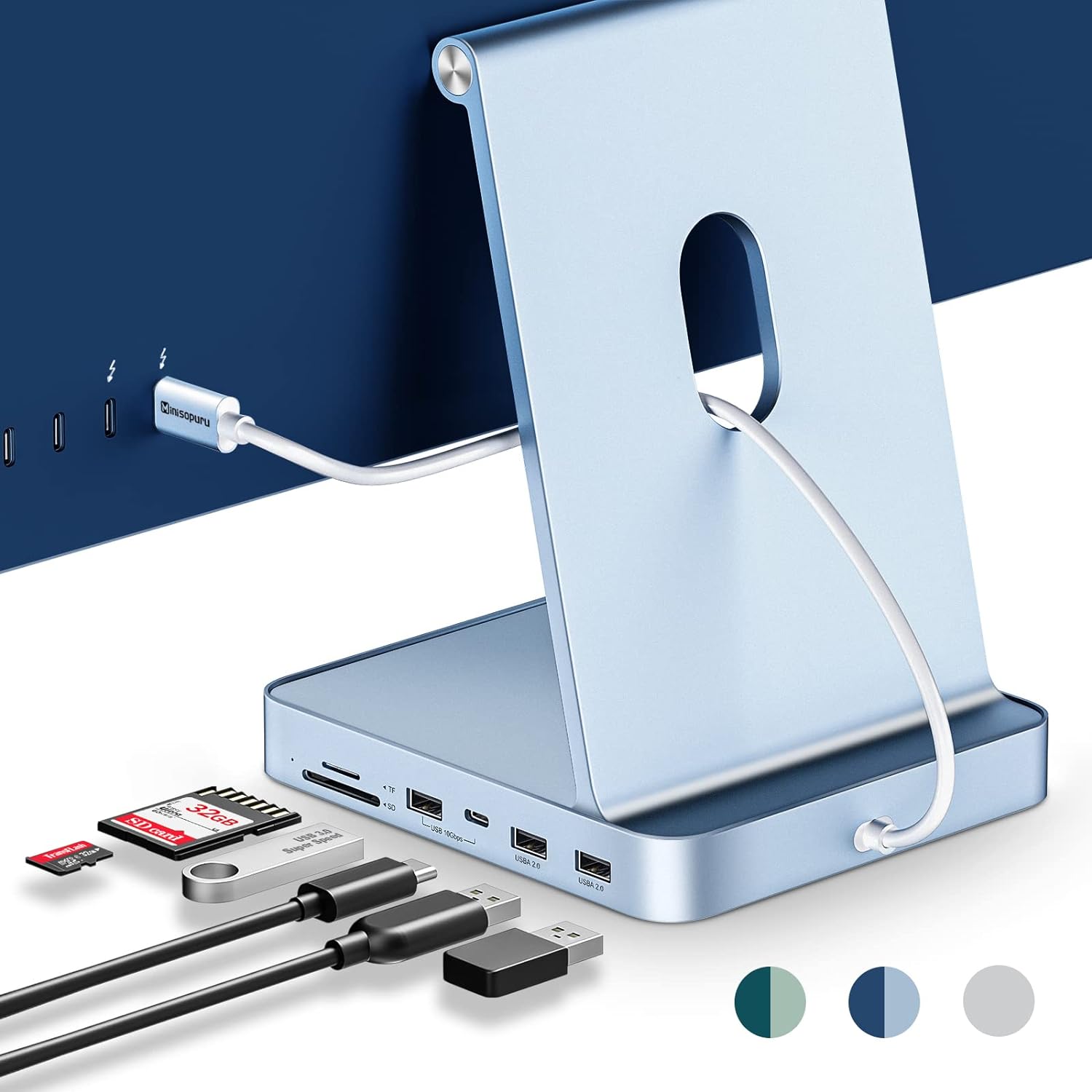 10 Gbit/s USB-C-Dockingstation für 24" iMac 【Blau】