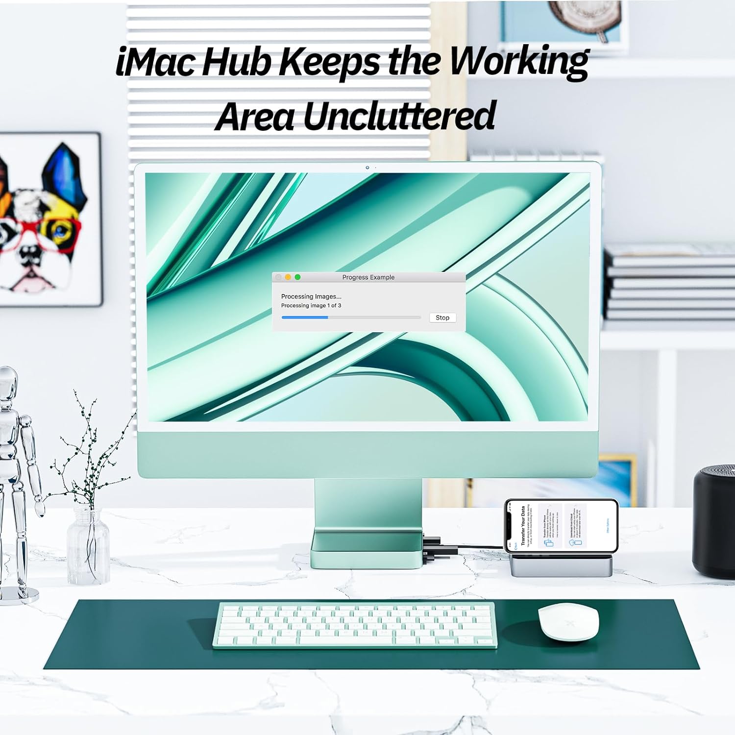 Minisopuru 10Gbps USB C Docking Station For 24" iMac M1/M3/M4【Green】|DS802-G