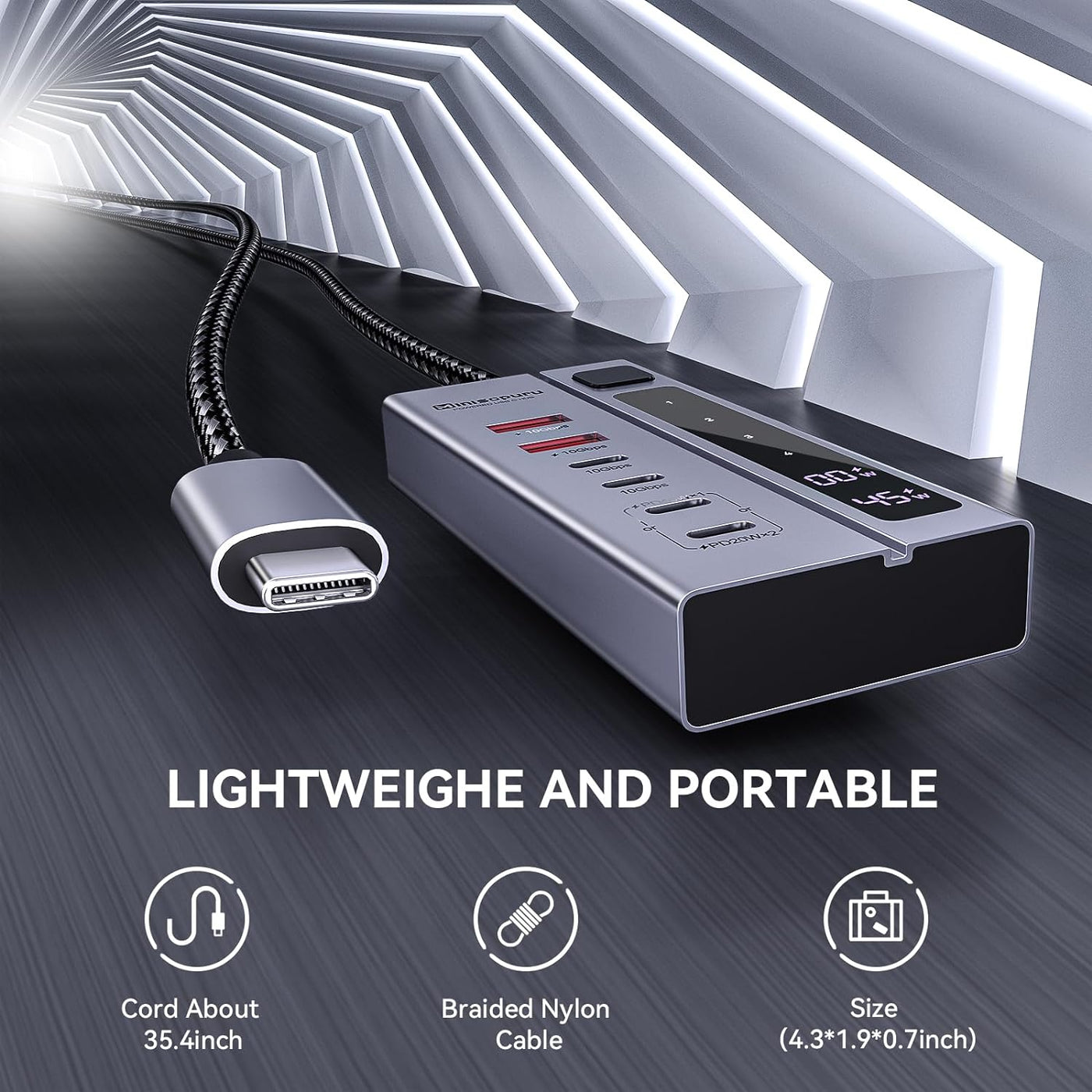 Minisopuru Powered USB C Hub with 72W Power Adapter