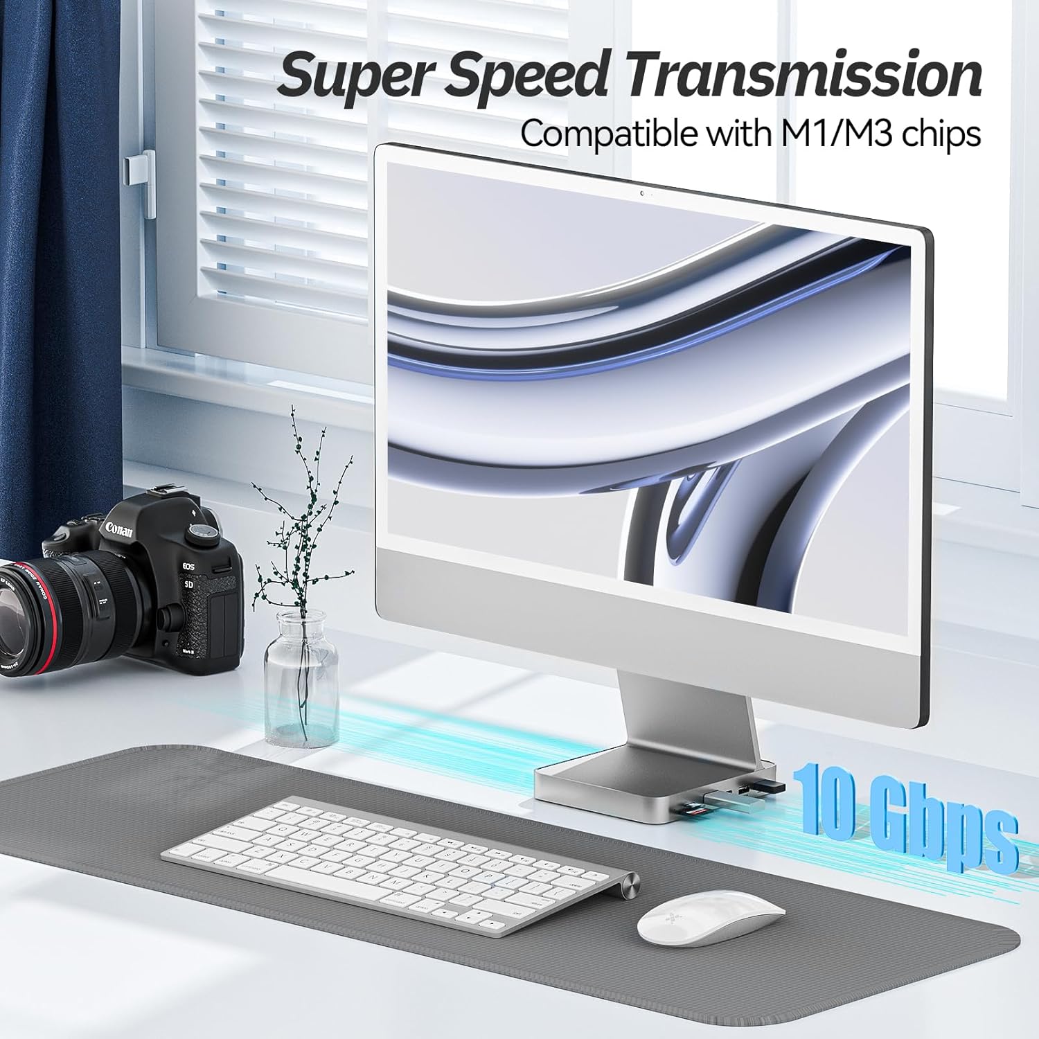 Minisopuru 10Gbps USB C Docking Station For 24" iMac M1/M3/M4【Sliver】|DS802-S