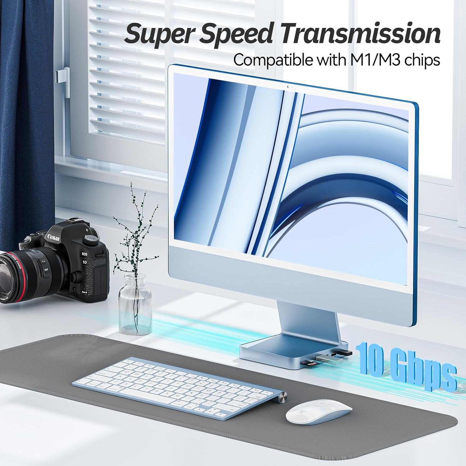 10 Gbit/s USB-C-Dockingstation für 24" iMac 【Blau】