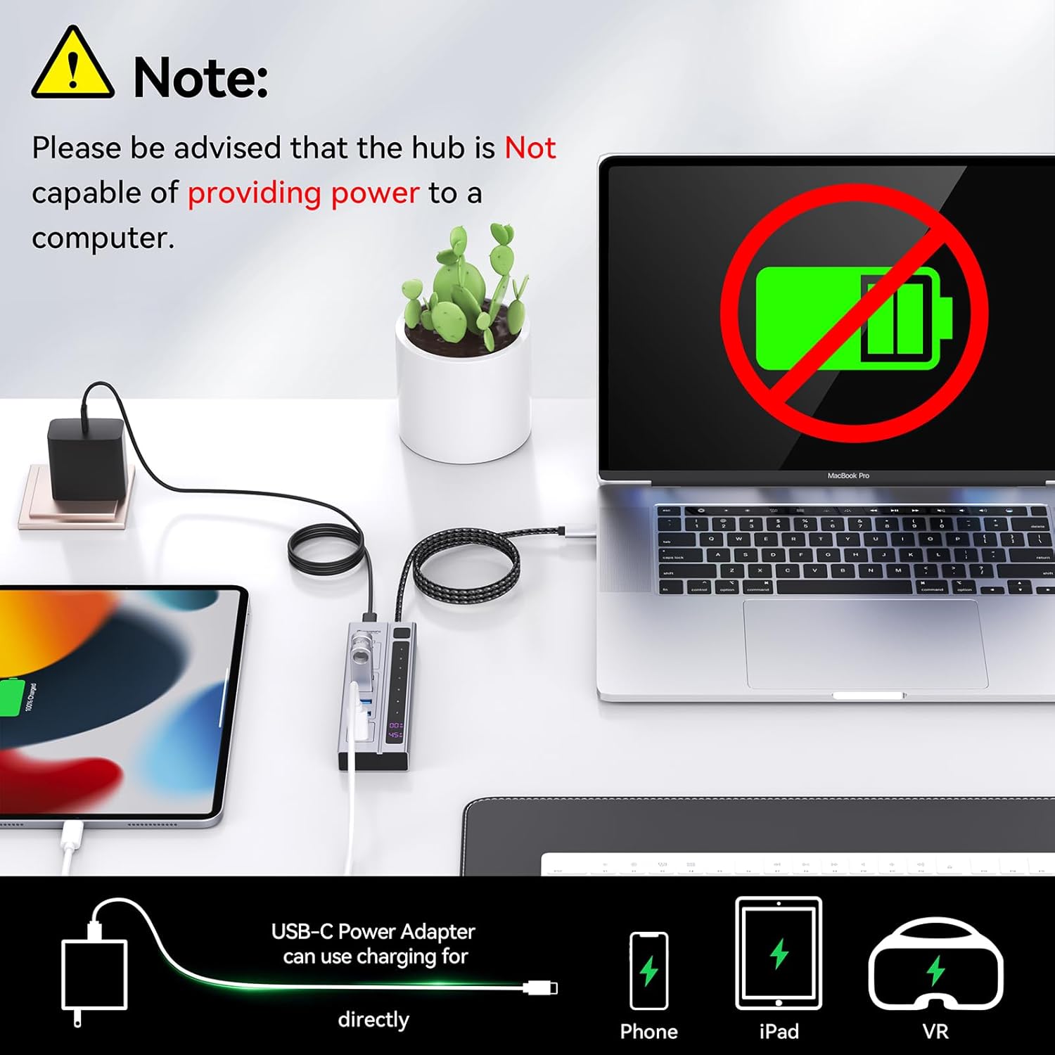 Minisopuru Powered USB C Hub with 65W Power Adapter| MH706P
