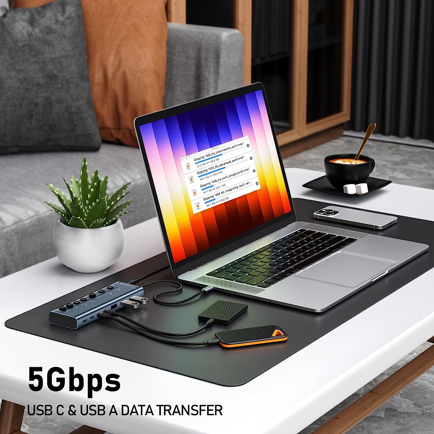 Minisopuru Powered USB Hub,7 IN1 Powered USB C Hub