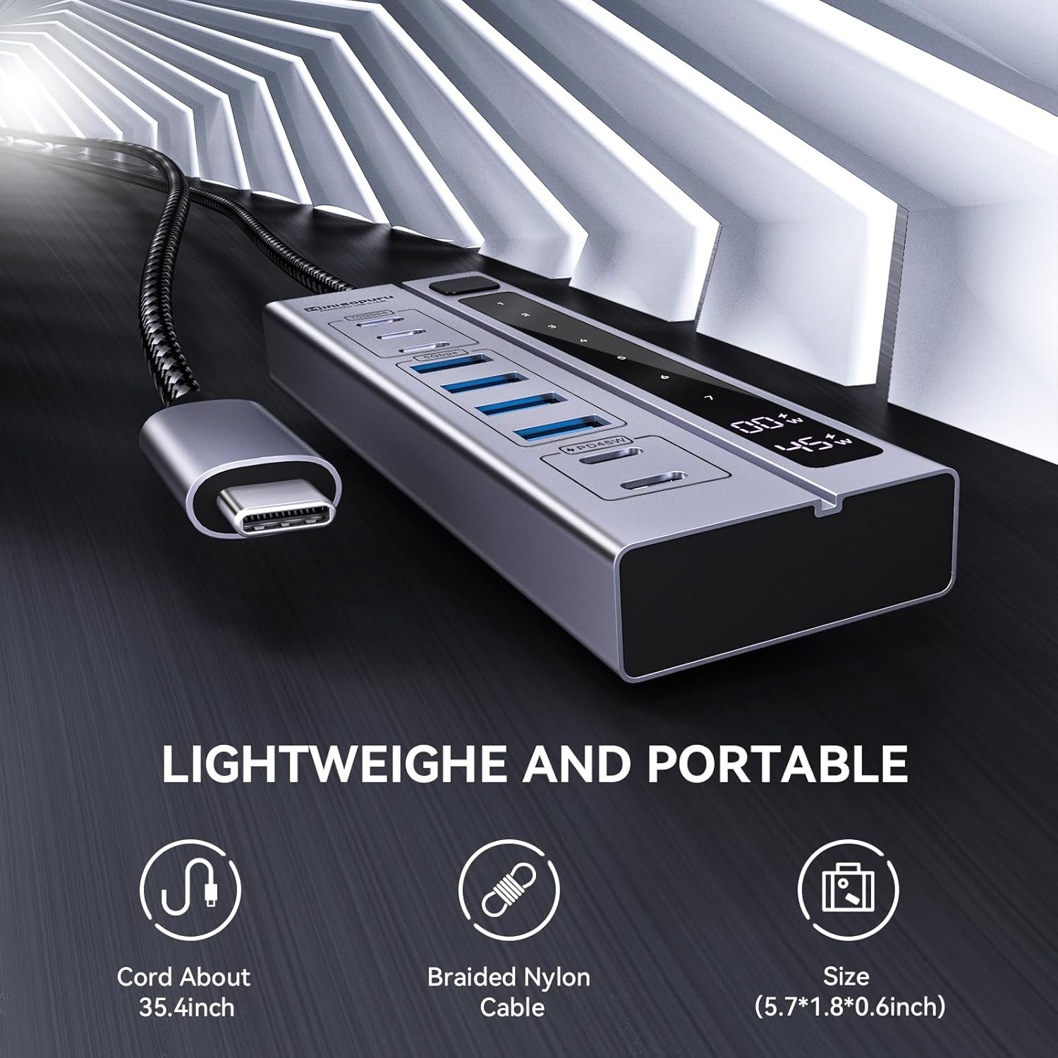 Minisopuru Powered USB C Hub with 65W Power Adapter| MH706P