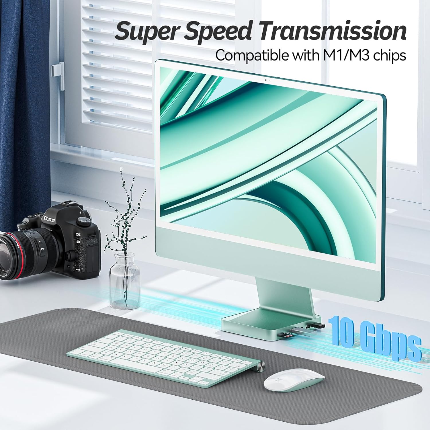 Minisopuru 10Gbps USB C Docking Station For 24" iMac M1/M3/M4【Green】|DS802-G