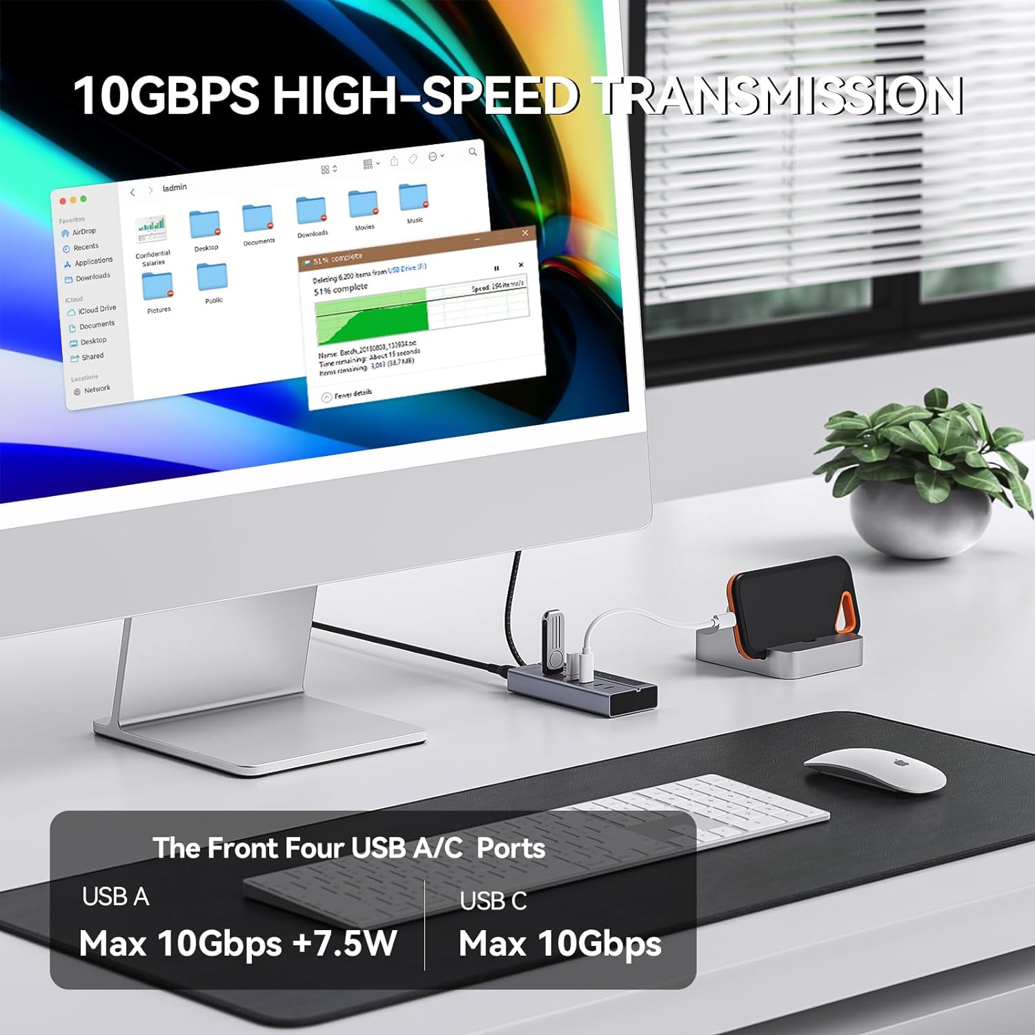 Minisopuru Powered USB C Hub with 72W Power Adapter