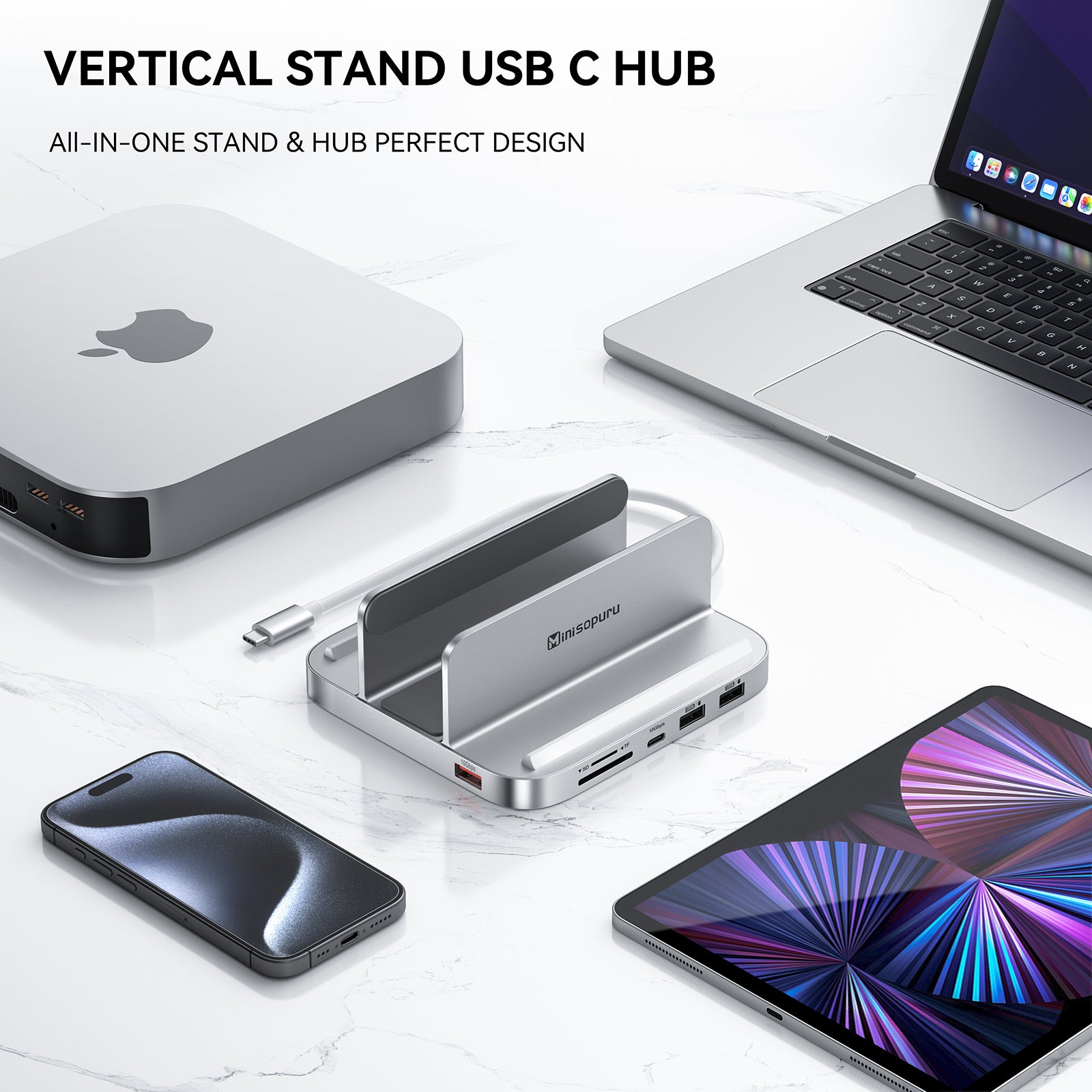 Minisopuru Upgrade 10GB TYPE-C Mac mini M1/M2 Stand & Docking Station | MH218B