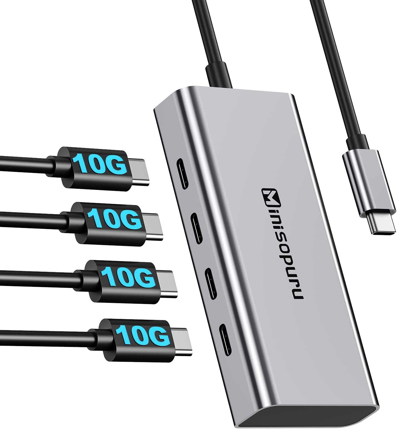Minisopuru 4 Port 10Gbps USB C Hub-【Not Support Charge & Video】|UCH803