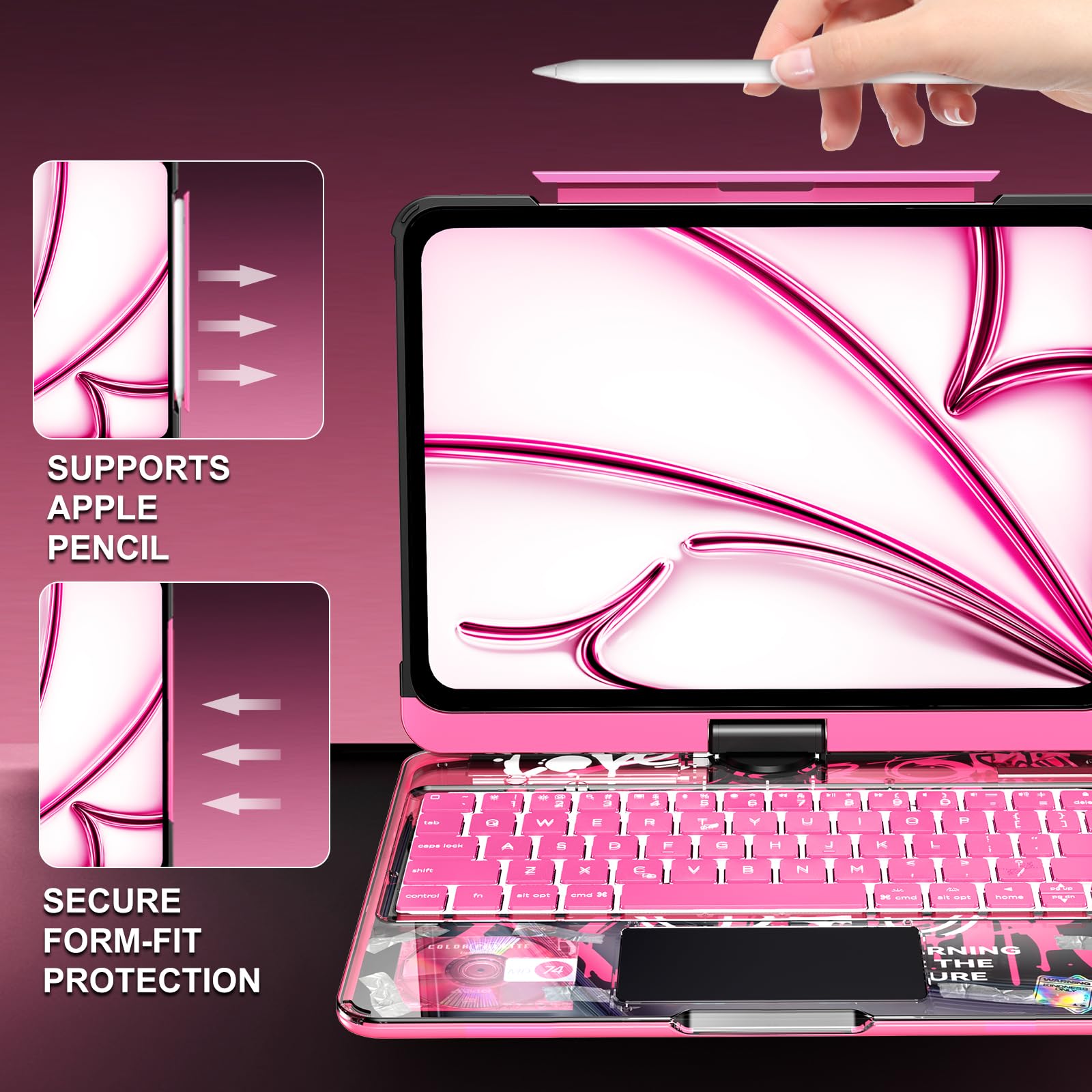 Transparent 360°Rotatable Keyboard Case for iPad Pro | KJIPJPY2K4