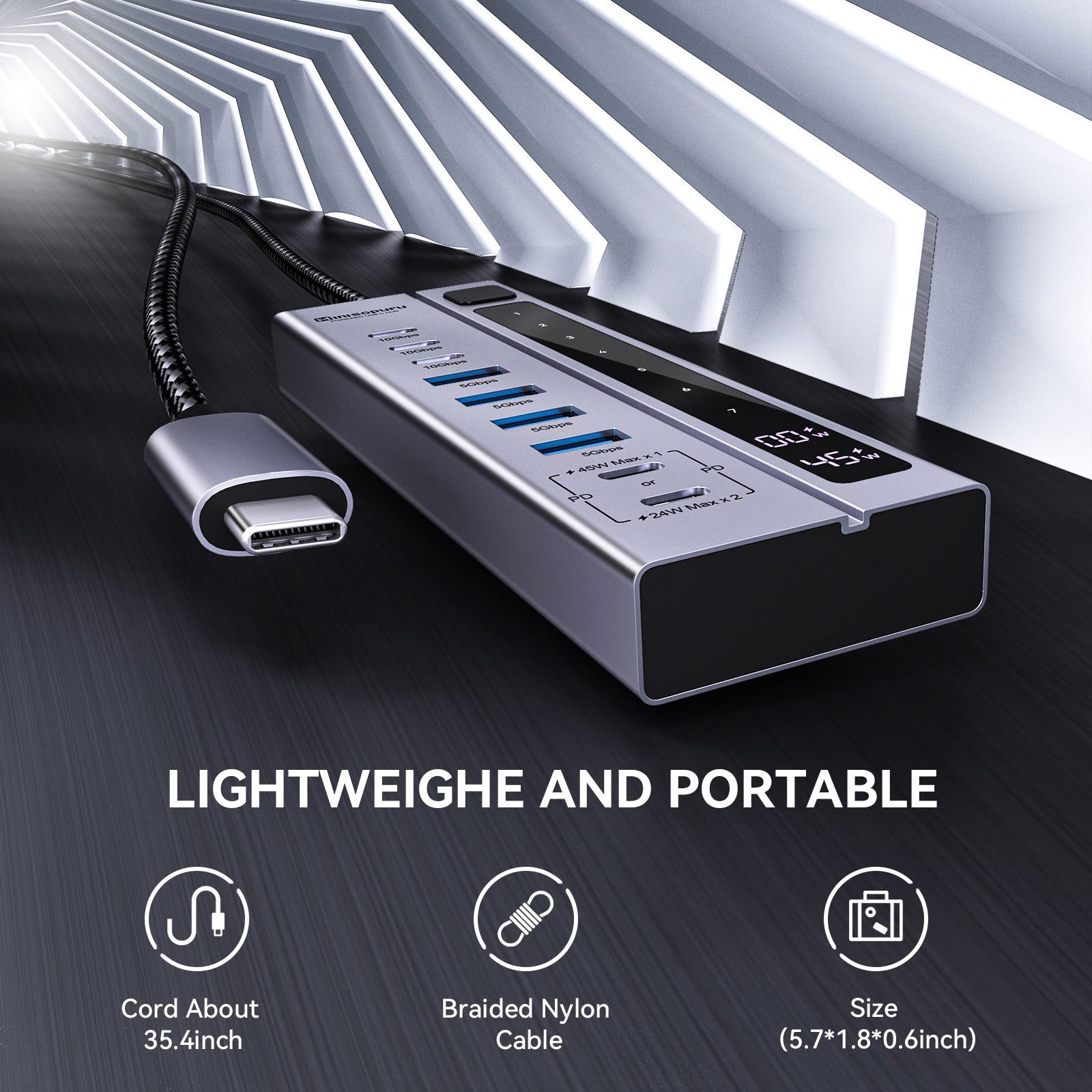 Minisopuru Powered USB C Hub with 72W Power Adapter