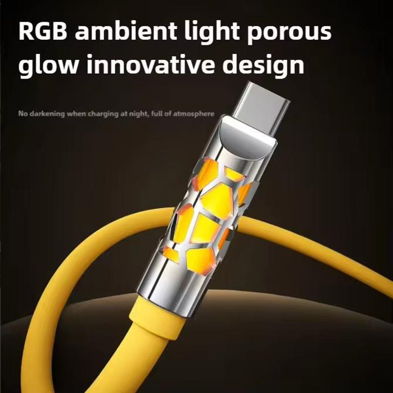 240W Fast Charging Silicone RGB Light-emitting Data Cable for iPhone 3.93ft |MX2561