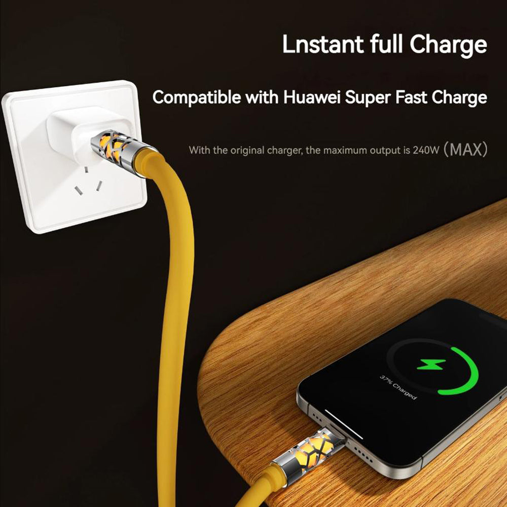 240W Fast Charging Silicone RGB Light-emitting Data Cable for iPhone 3.93ft |MX2561
