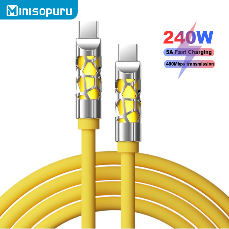 240W Fast Charging Silicone RGB Light-emitting Data Cable for iPhone 3.93ft |MX2561
