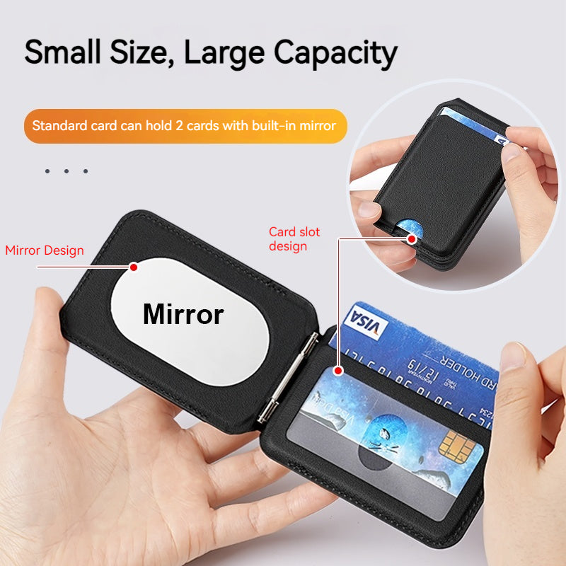 Magnetic Leather Wallet Phone Mirror Holder For iPhone |MB2563