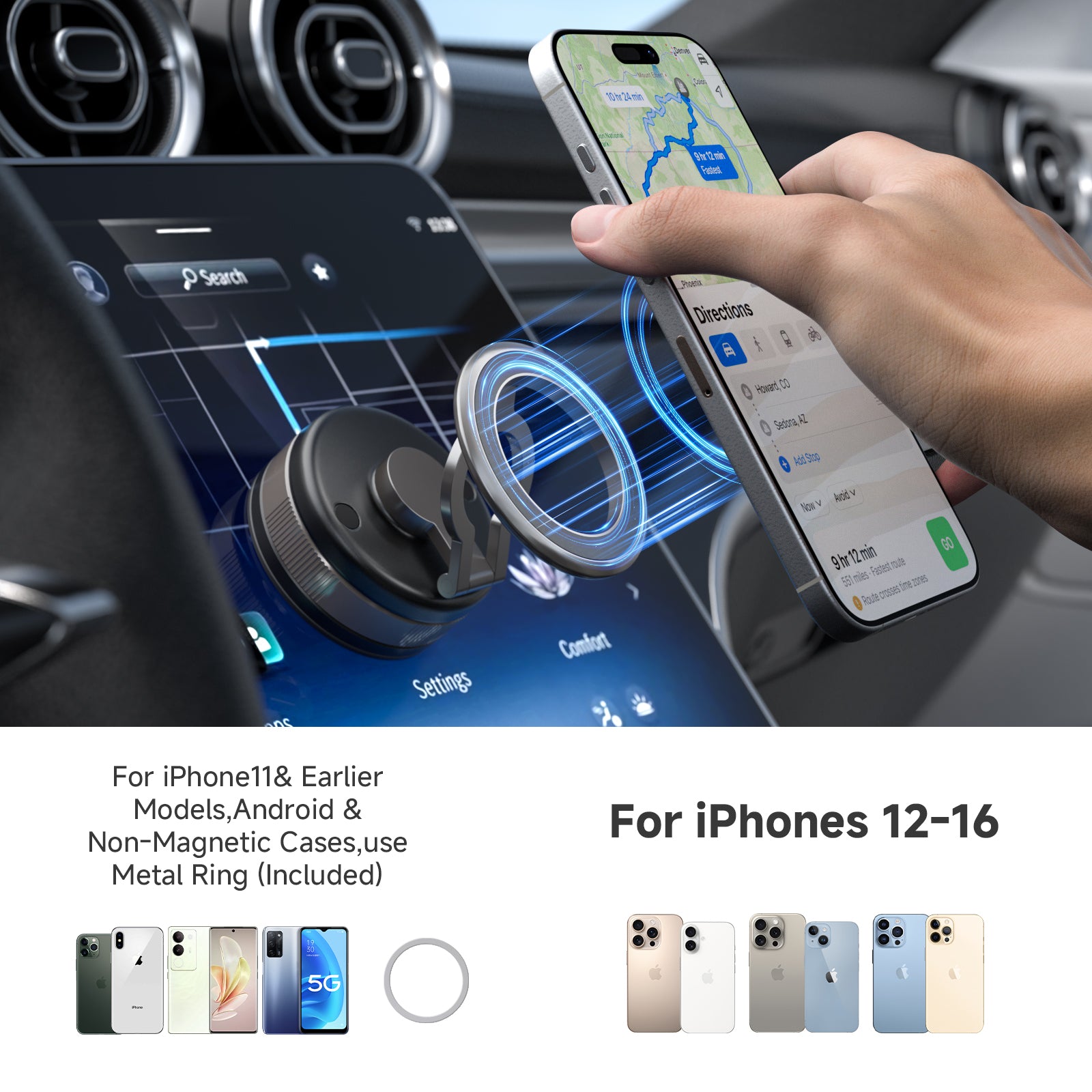 Magnetic Vacuum Phone Car Holder |MS11
