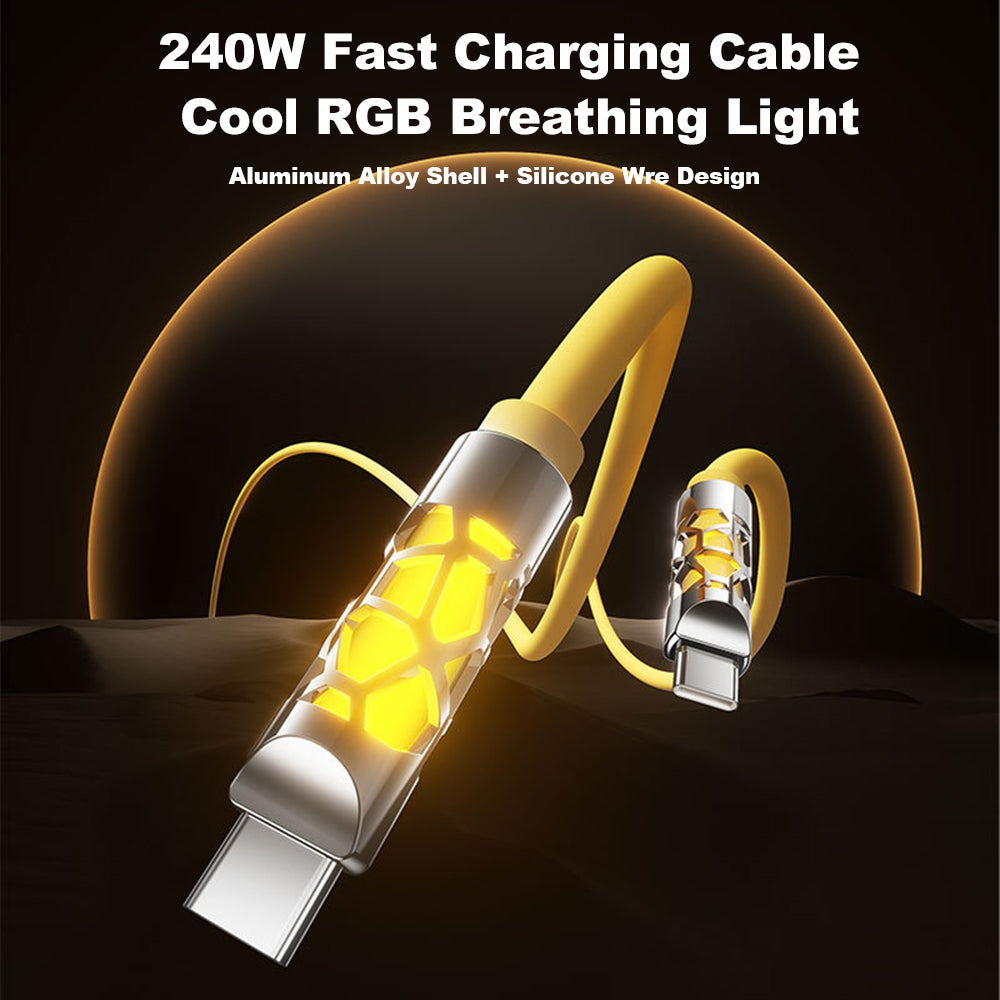 240W Fast Charging Silicone RGB Light-emitting Data Cable for iPhone 3.93ft |MX2561