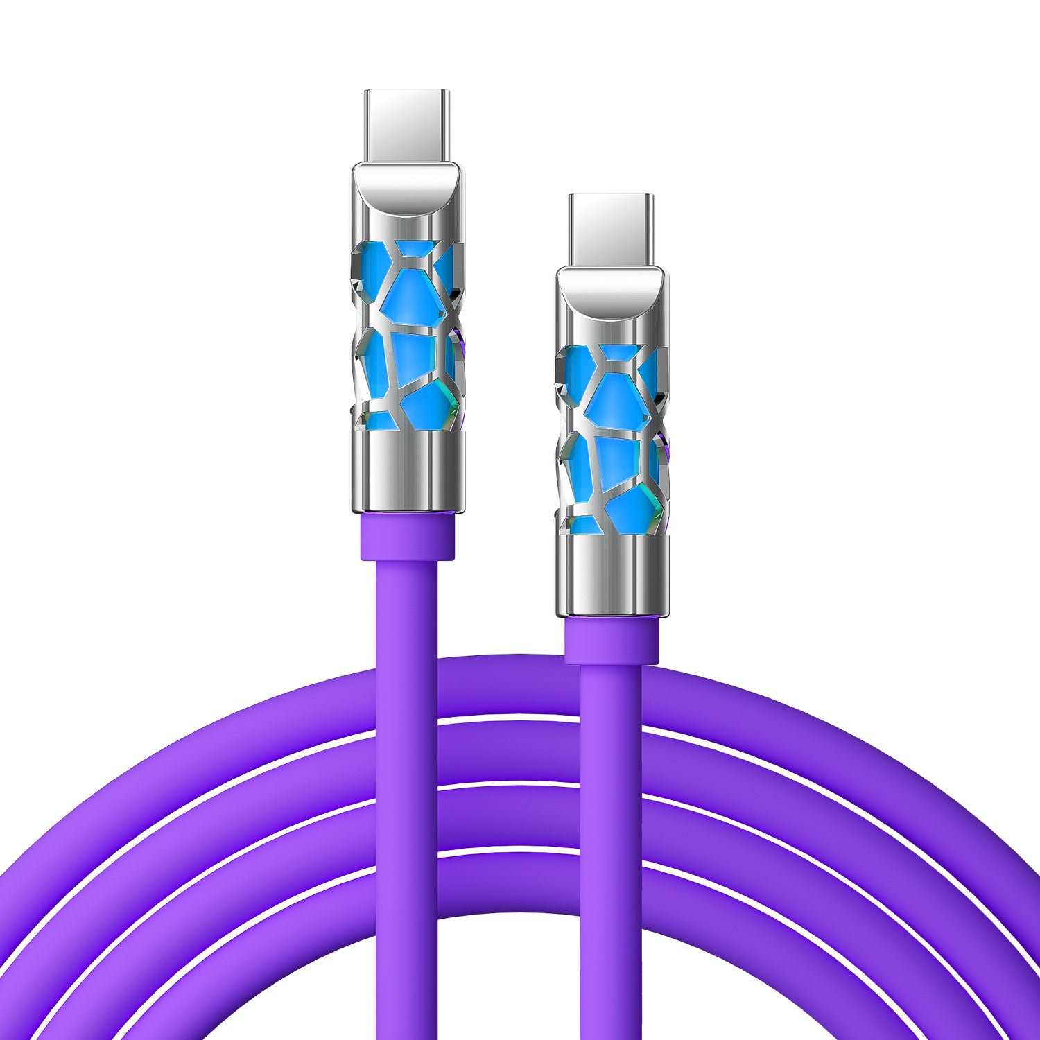 240W Fast Charging Silicone RGB Light-emitting Data Cable for iPhone 3.93ft |MX2561