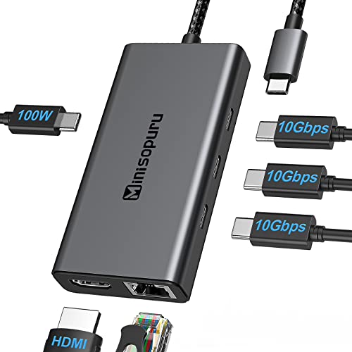 Hub USB C Adaptateur Multiport 6 en 1 Dongle Portable avec Ports 4K HDMI, 3  X