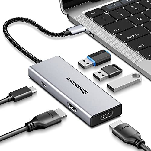 Hiearcool USB C Hub, USB C Multi-port Adapter for MacBook Pro, 7 in 1 USB C  to HDMI Hub Dongle Compatible for USB C Laptops and Other Type C Devices