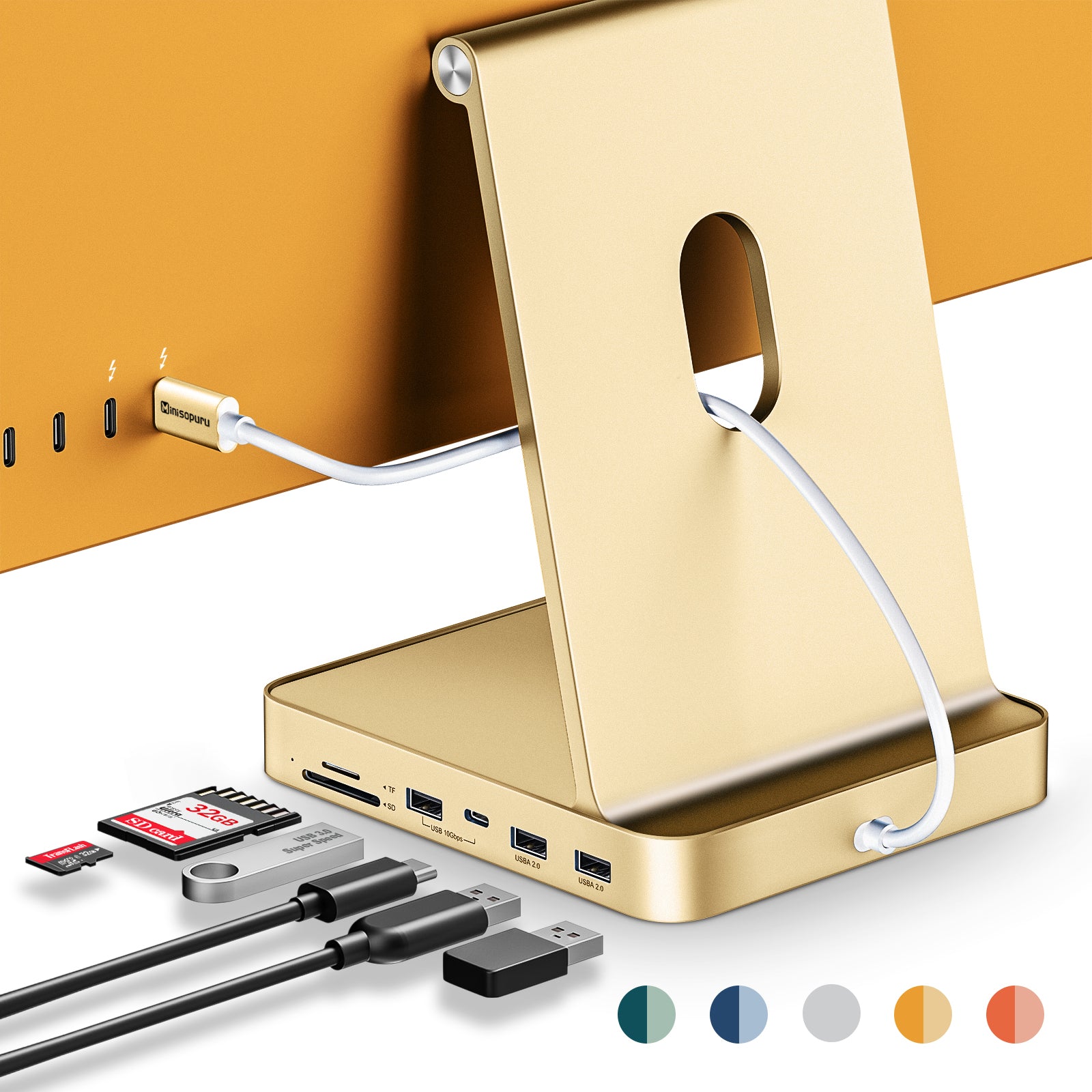 10 Gbit/s Minisopuru iMac USB-Hub für 24-Zoll-Zubehör【Gelb】