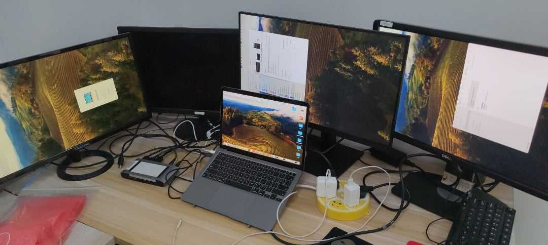 How can I adjust the display orientation of three monitors connected t