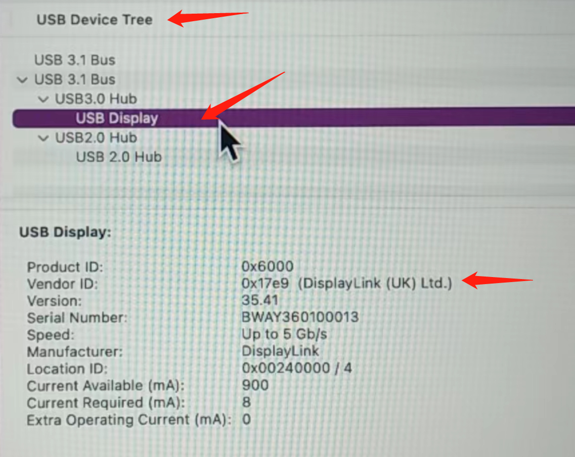 How to find our product ( DS808/DS806 ) in the USB Device Tree of your Mac?