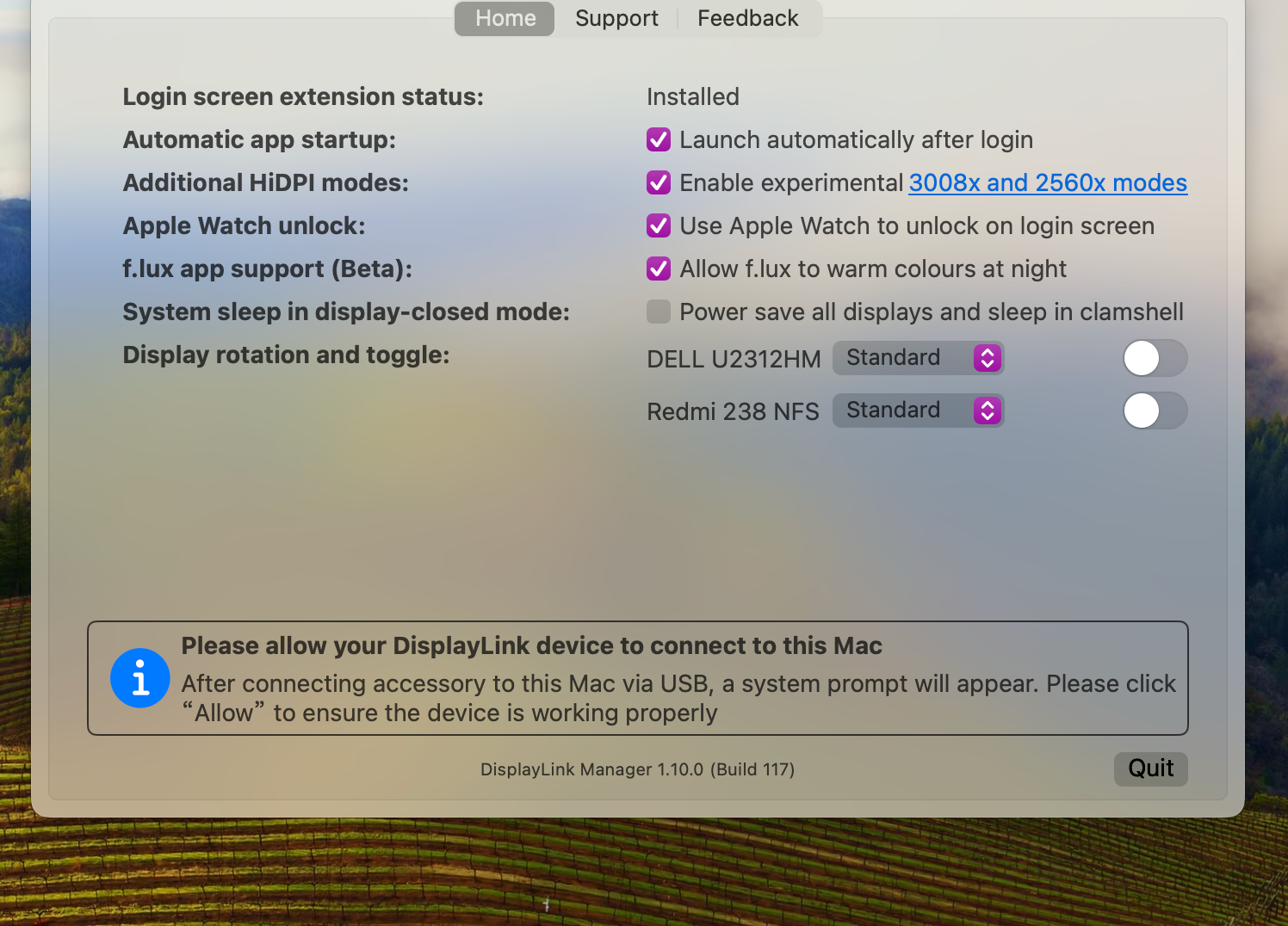 Minisopuru DisplayLink Docking Station has a black screen and no display? Important settings for DisplayLink Manager on MacOS.