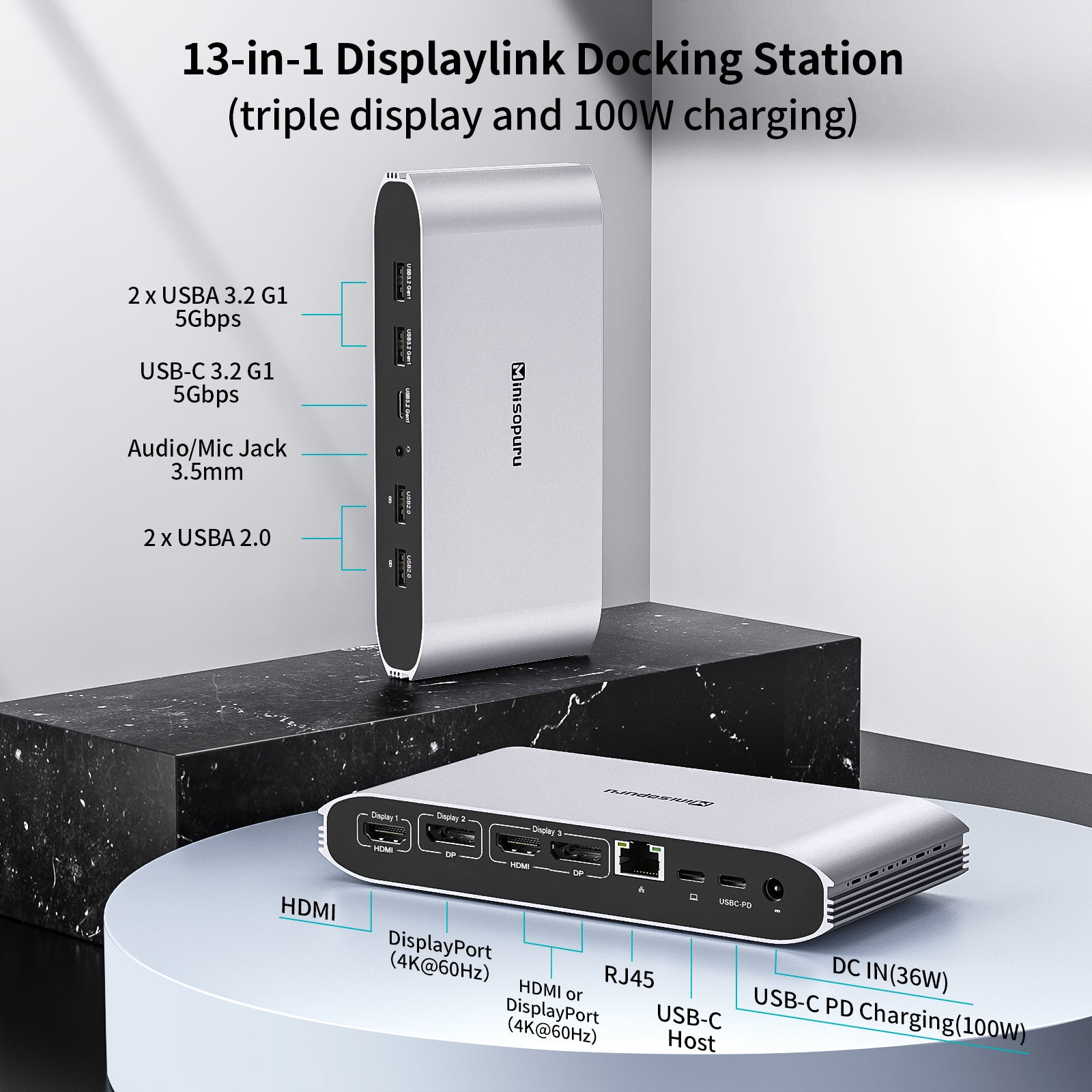 Detailed specifications and explanations about our 13 in 1 Displaylink