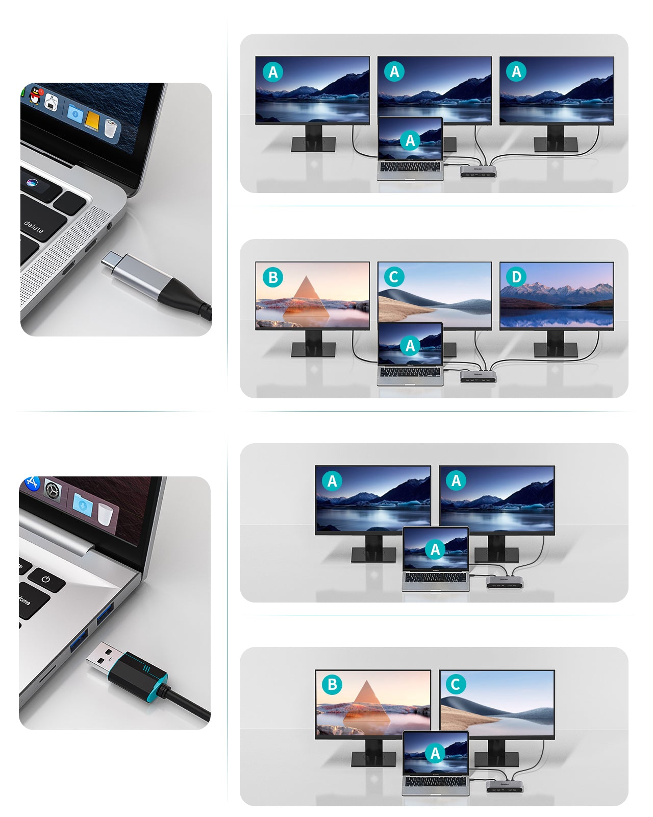 Minisopuru Displaylink Triple Display Docking Station for MacBook M1 M2  Windows with 2 HDMI 2 DisplayPort PD RJ45 4 USB Port HUB - AliExpress