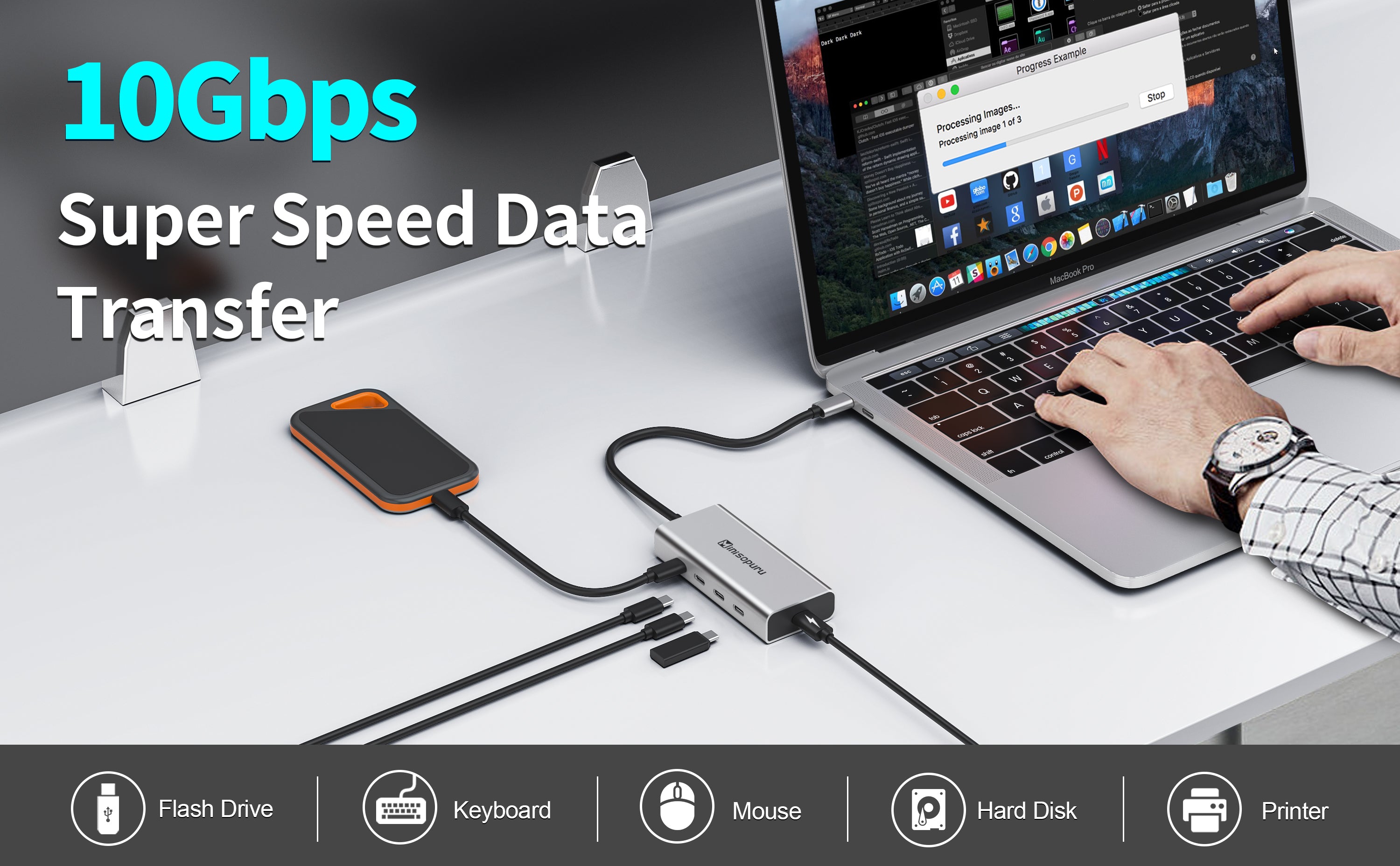 小物 HAPPY16cnas Minisopuru USB C HUB | 4x USB-C PORTS With 100W USB-C POWER