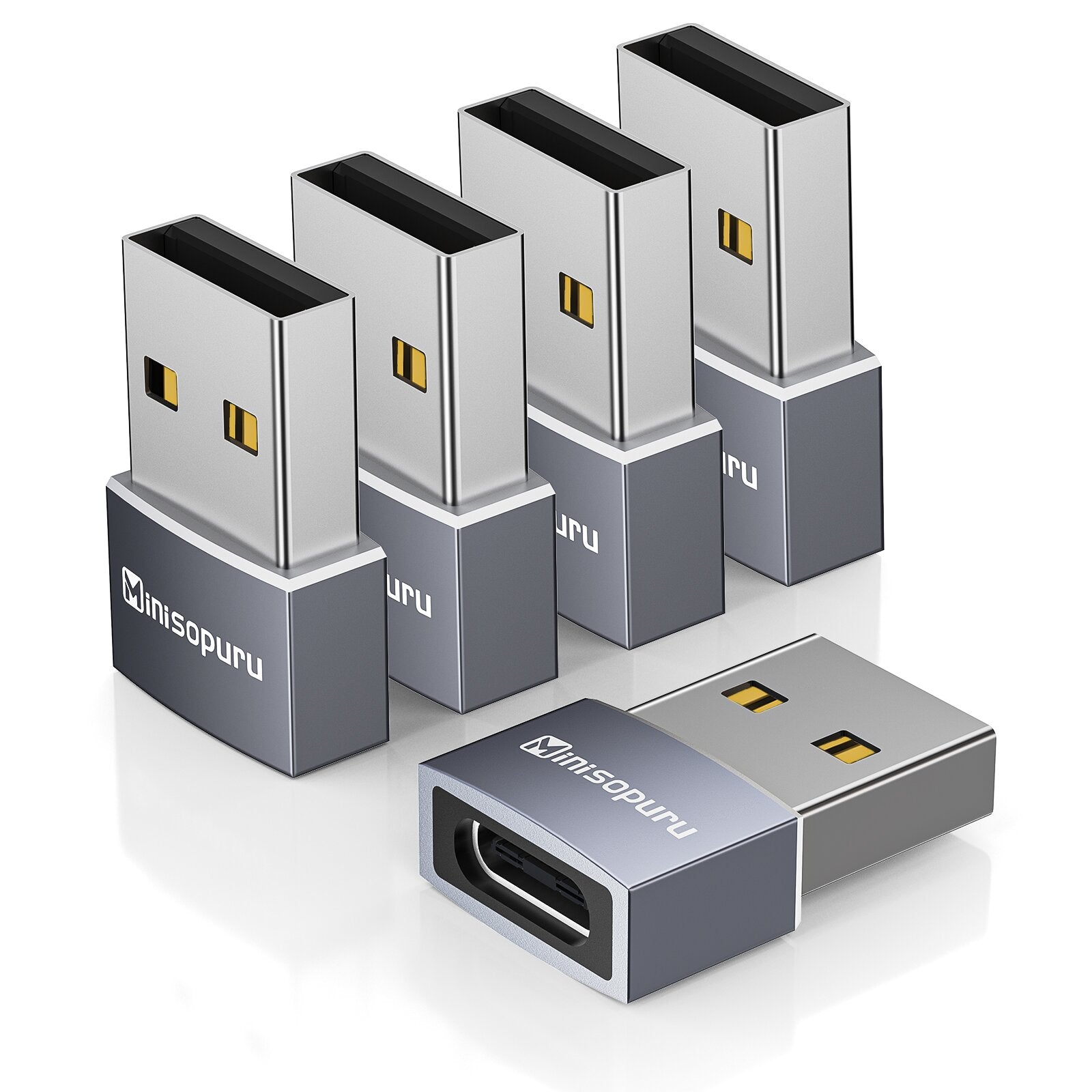 Minisopuru USB to USB C Adapter 2pcs Type C Female to Male Charger Converter|MAC801