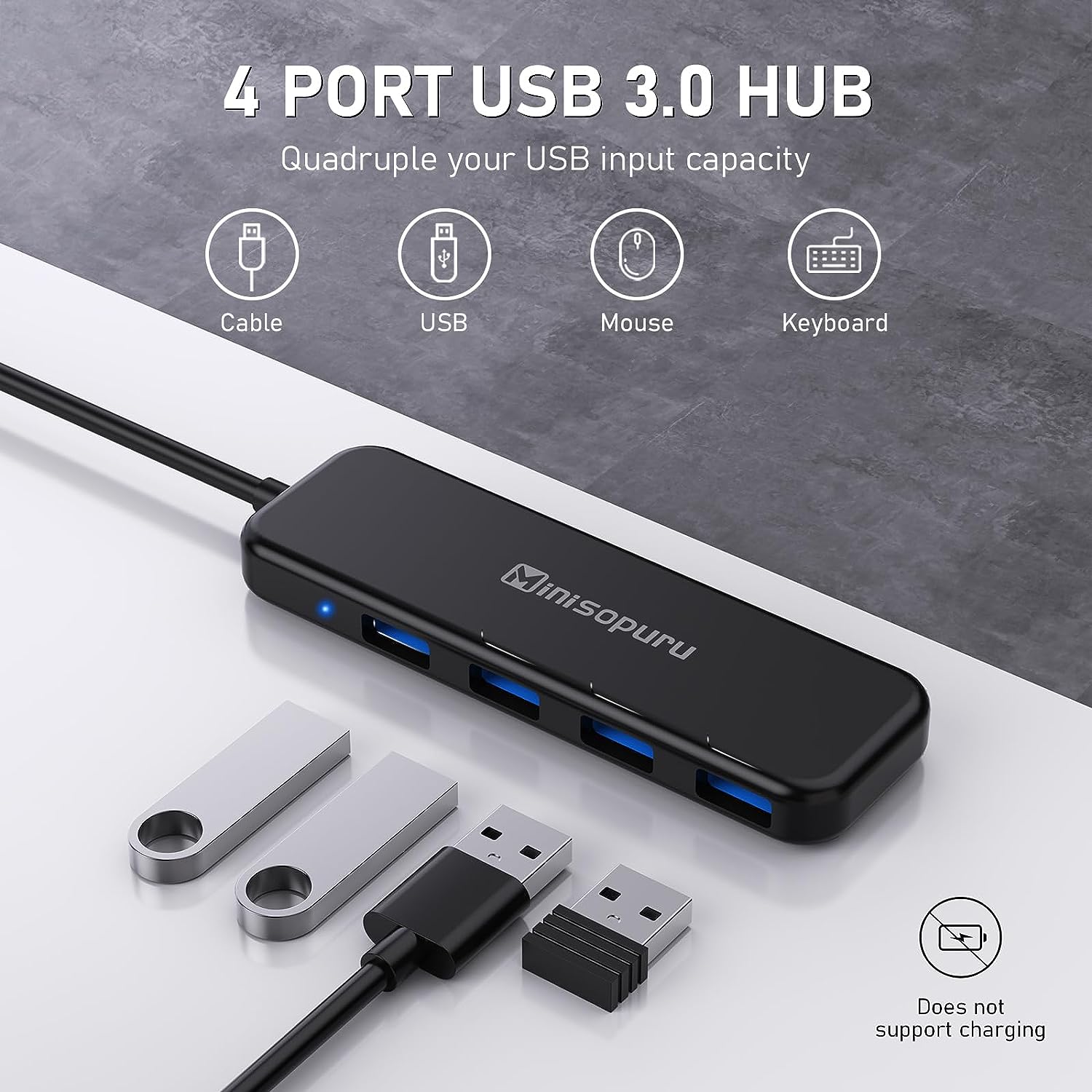 Minisopuru 4 Port USB 3.0 Hub, Minisopuru USB Splitter|MH890A