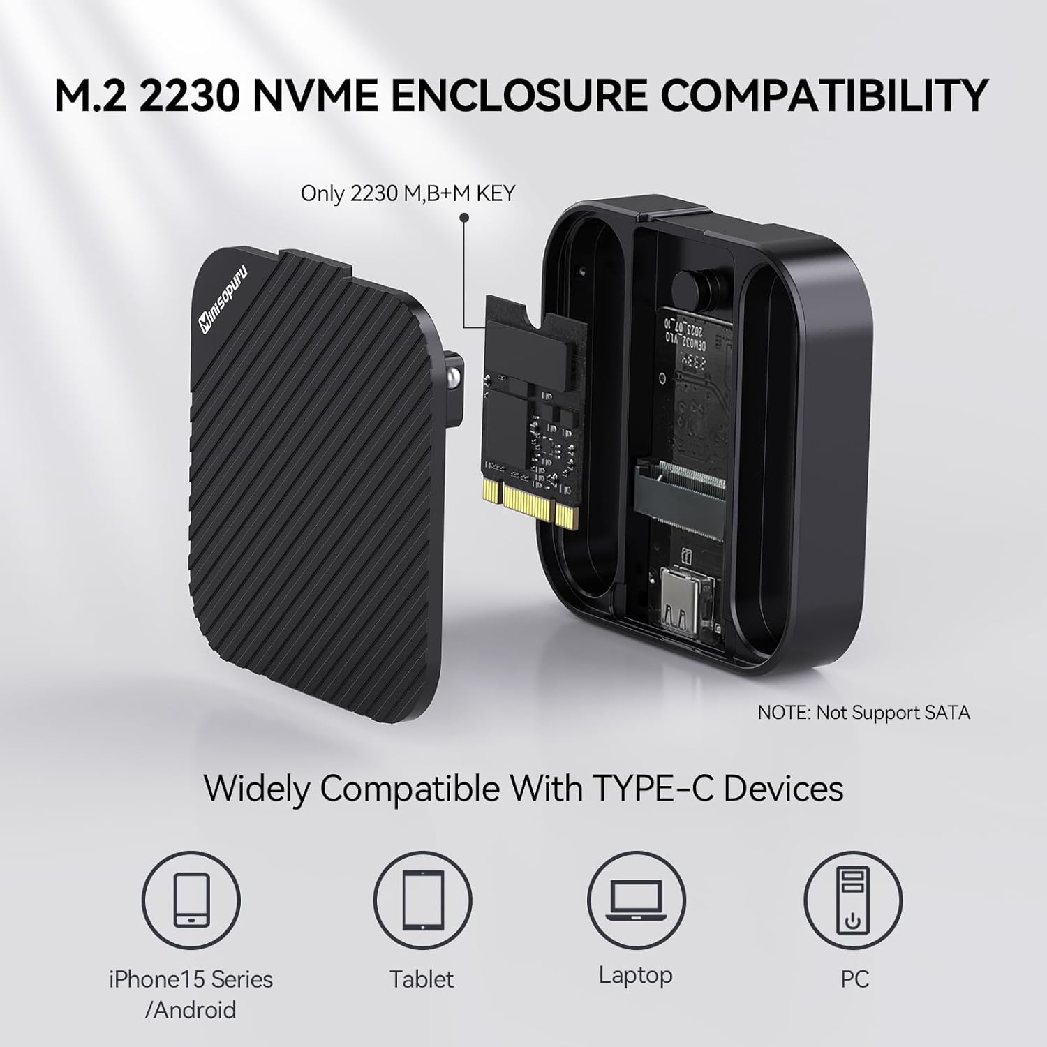 ACASIS Magnétique Boîtier M.2 NVMe 2230 SSD Compatible Avec Magsafe Pour IPhone 15 Pro Max