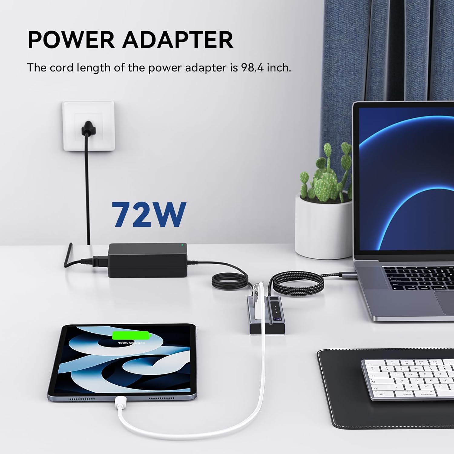 Minisopuru Powered USB C Hub with 72W Power Adapter