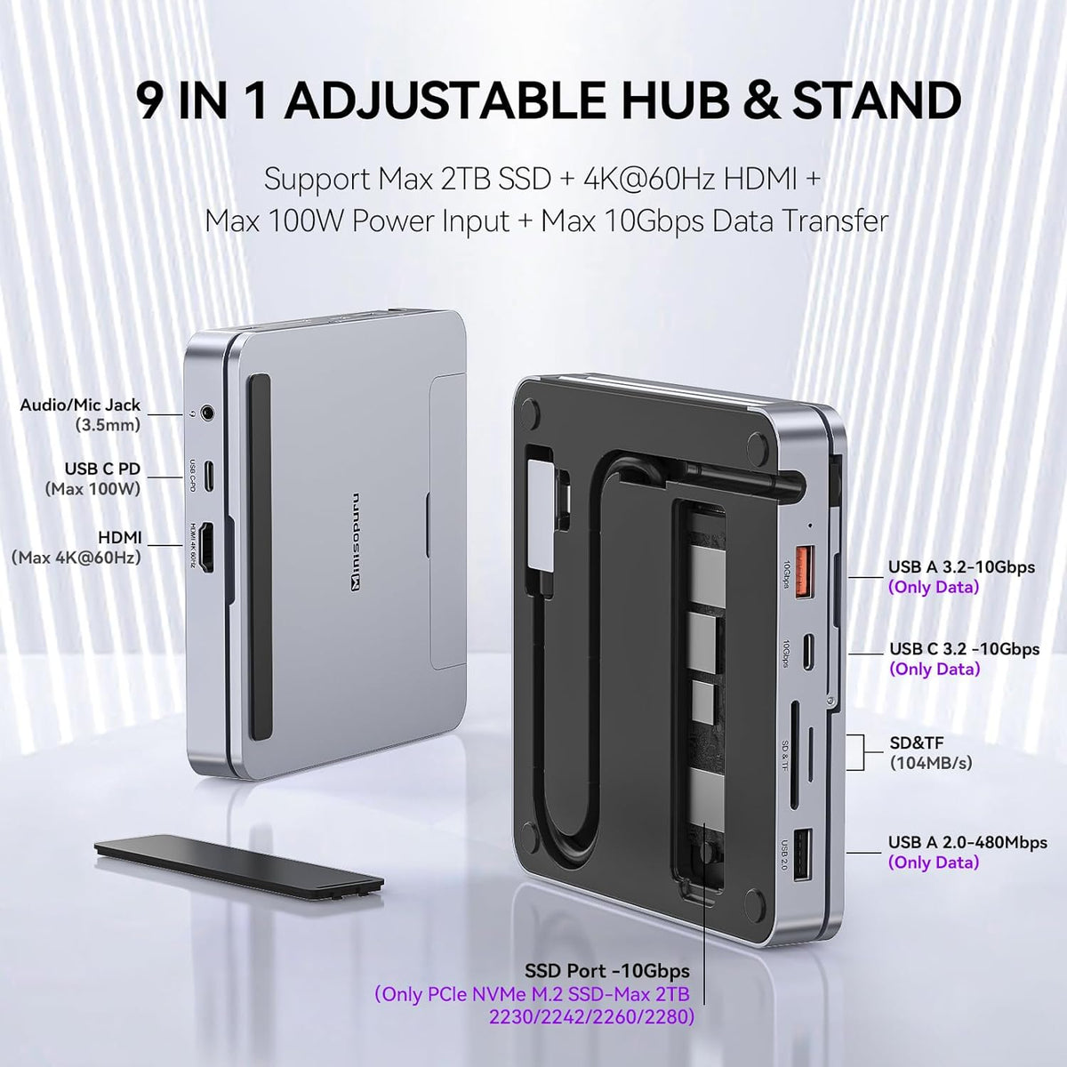 Minisopuru iPad Docking Station with Aluminum Foldable Stand| MD818i