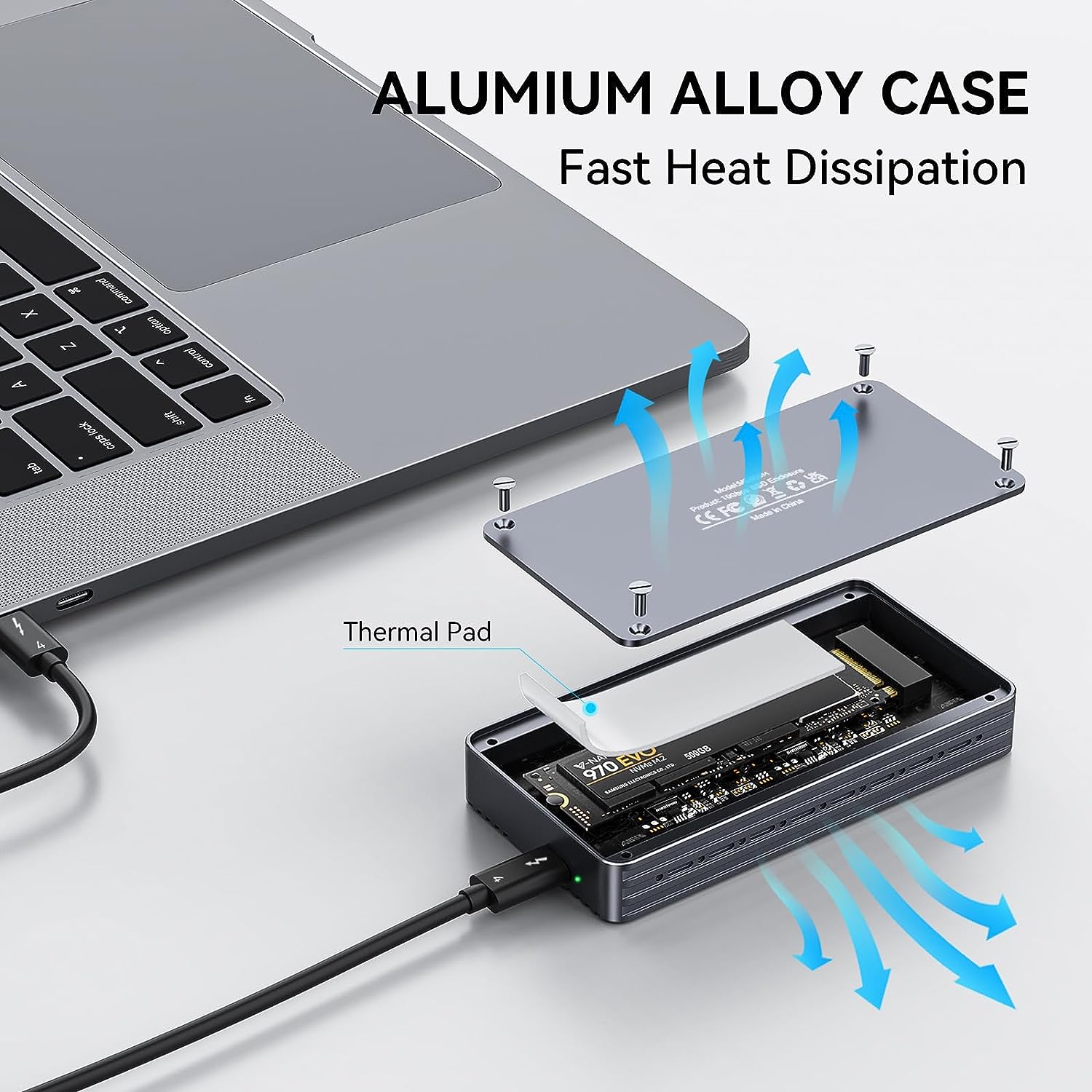 M.2 NVMe M.2 SSD Case USB4.0 40Gbps Hard Disk Box Type-C Mobile M2 SSD Box  Aluminum Alloy Thunderbolt 8PIN for Macbook Tablet - AliExpress