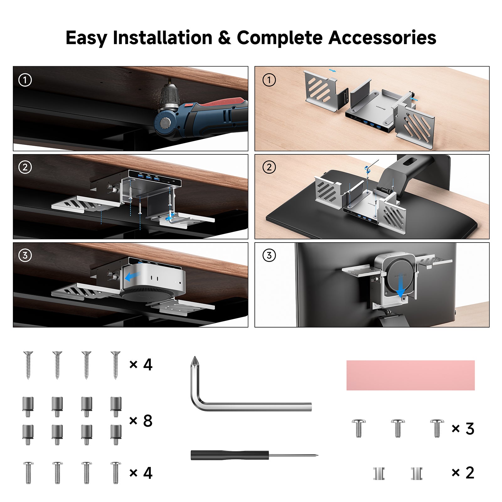 Minisopuru All Aluminum Mac mini M4 Dock Under Desk and Wall Mount | MINI4Ultra