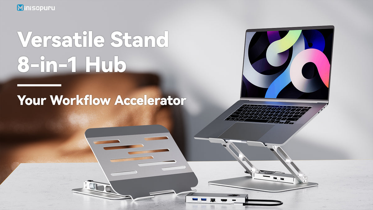 Minisopuru 2-in-1 Laptop Stand with USB-C Hub Workstation | MD801M