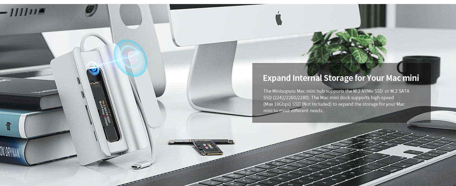 Mini Storage Port 10GB Minisopuru Mac Mini Dock & Type-C Stand with SSD Enclosure
