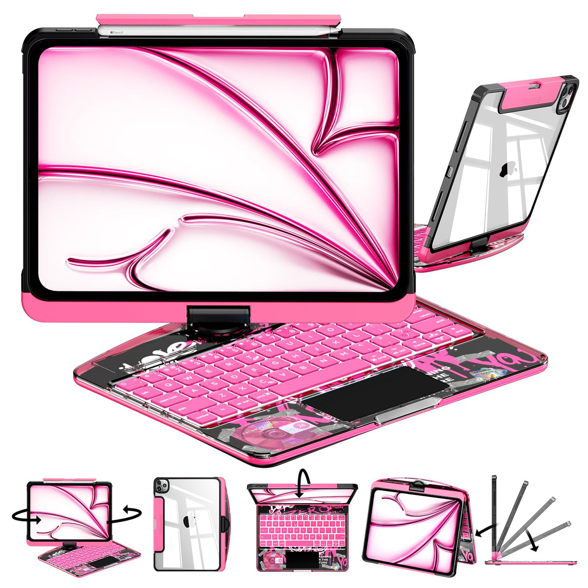 Transparent 360°Rotatable Keyboard Case for iPad Pro | KJIPJPY2K4