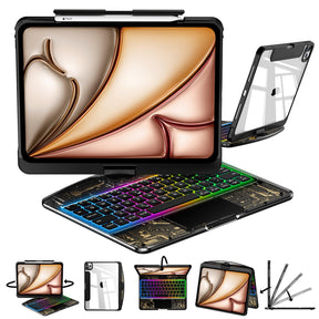 Transparent 360°Rotatable Keyboard Case for iPad [Black] | KJIPJP401
