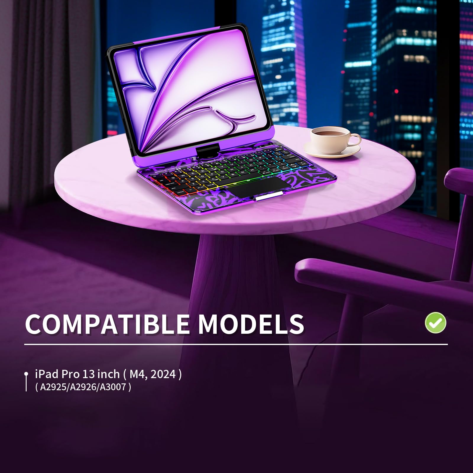 Transparent 360°Rotatable Keyboard Case for iPad [Purple] | KJIPJPY2K5