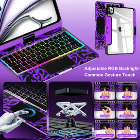 Transparent 360°Rotatable Keyboard Case for iPad [Purple] | KJIPJPY2K5