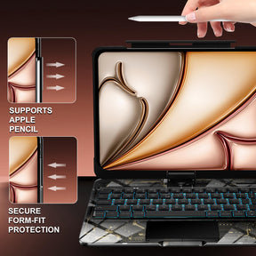 Transparent 360°Rotatable Keyboard Case for iPad [Black] | KJIPJP401